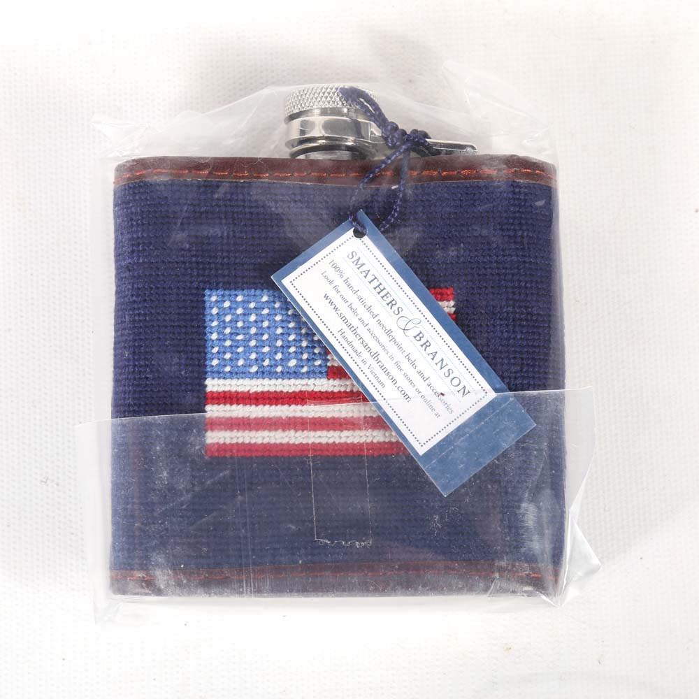 Smathers & Branson Needlepoint American Flag Flask