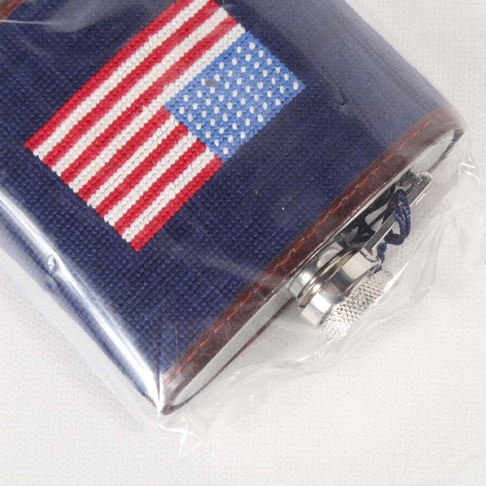 Smathers & Branson Needlepoint American Flag Flask