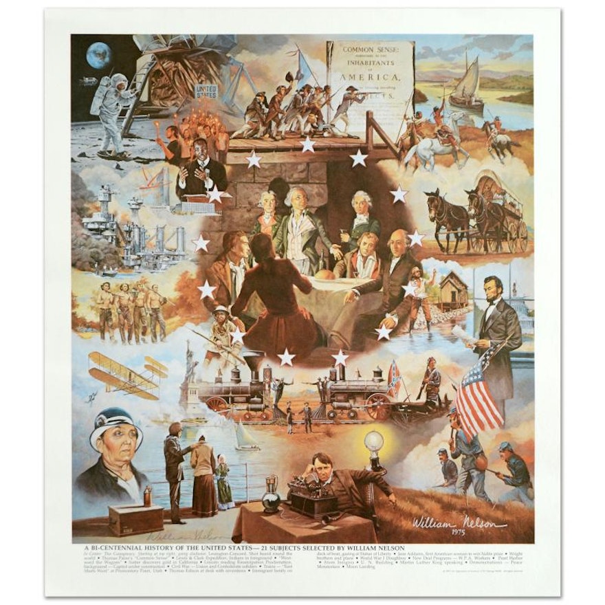 William Nelson Lithograph "Centennial History of U.S."