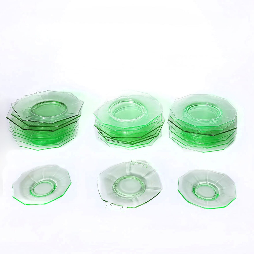 Collection of Green Depression Glassware