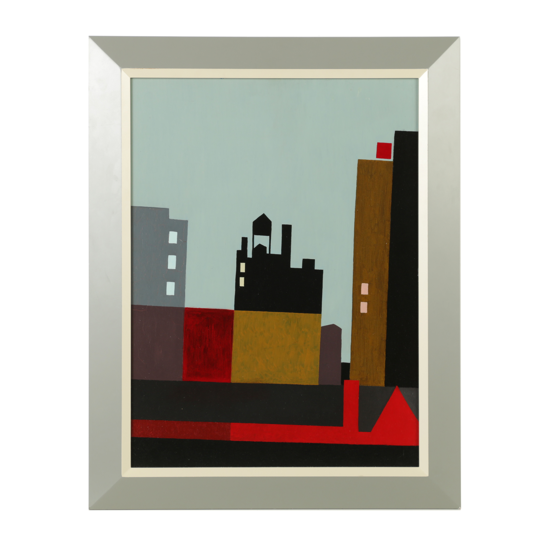 Robert Herrmann Oil Painting on Board "Twilight Apartments"