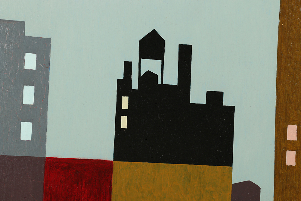 Robert Herrmann Oil Painting on Board "Twilight Apartments"