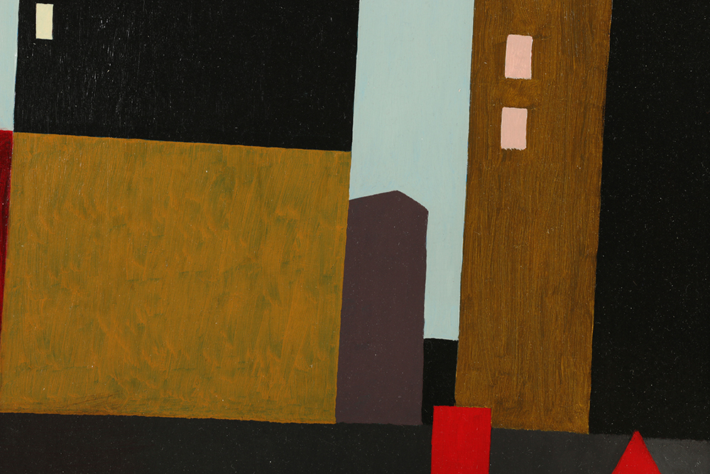 Robert Herrmann Oil Painting on Board "Twilight Apartments"