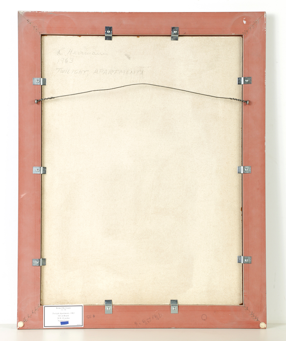 Robert Herrmann Oil Painting on Board "Twilight Apartments"