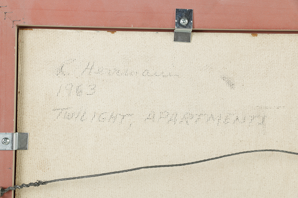 Robert Herrmann Oil Painting on Board "Twilight Apartments"