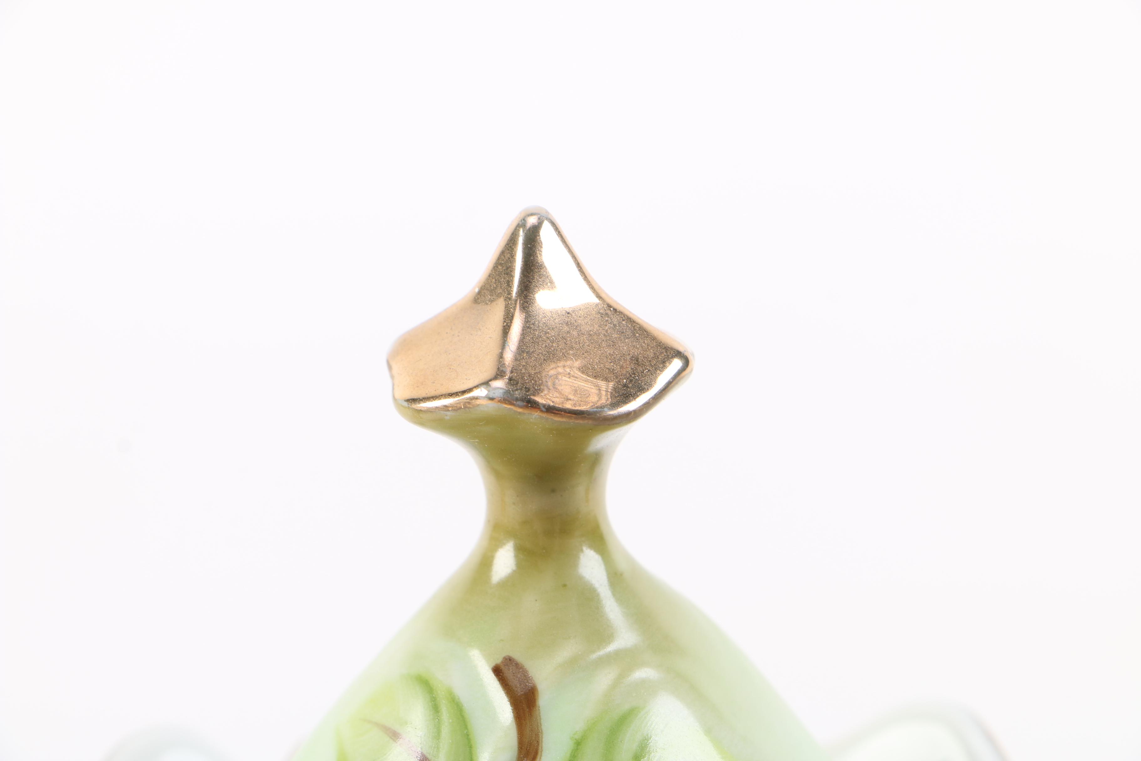 Lefton China "Heritage Green" Coffee Pot with Creamer, Sugar Bowl