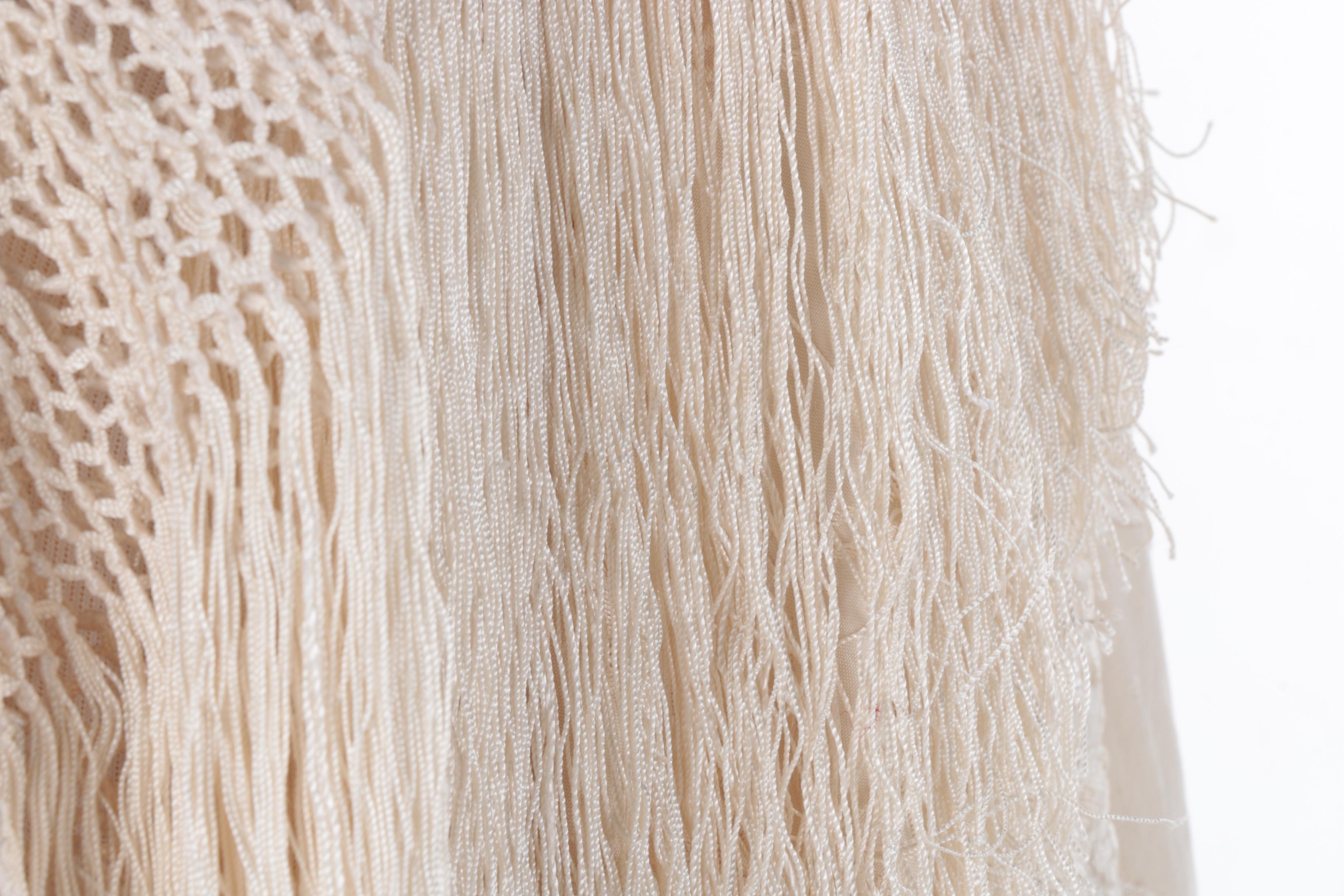 Asian Vintage Silk Ivory Piano Wrap with Hand Embroidery