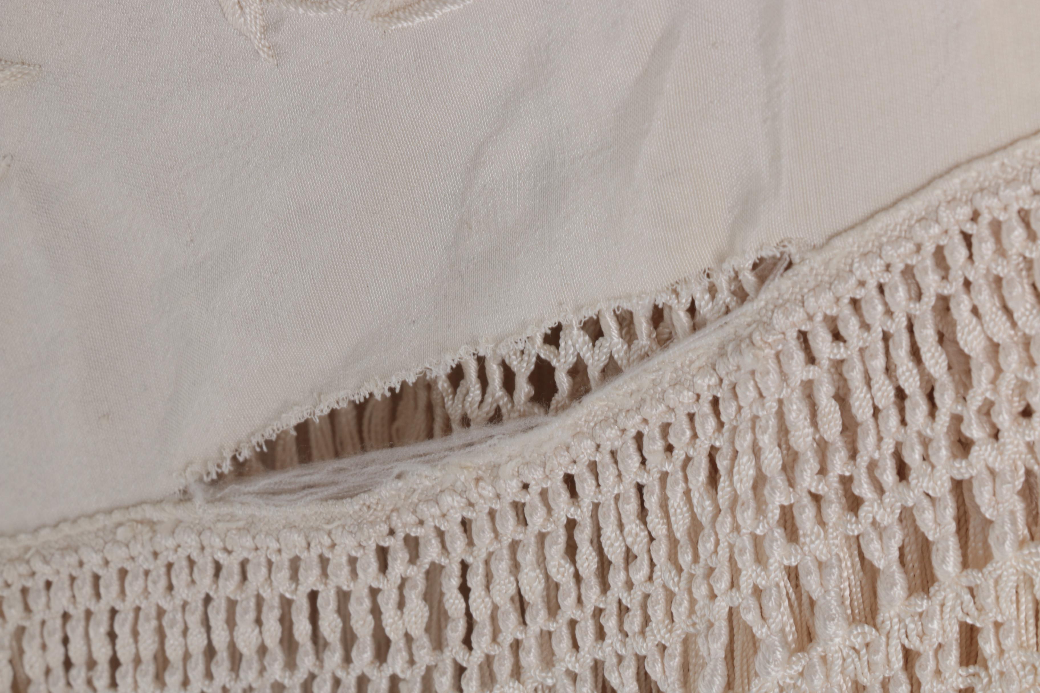 Asian Vintage Silk Ivory Piano Wrap with Hand Embroidery