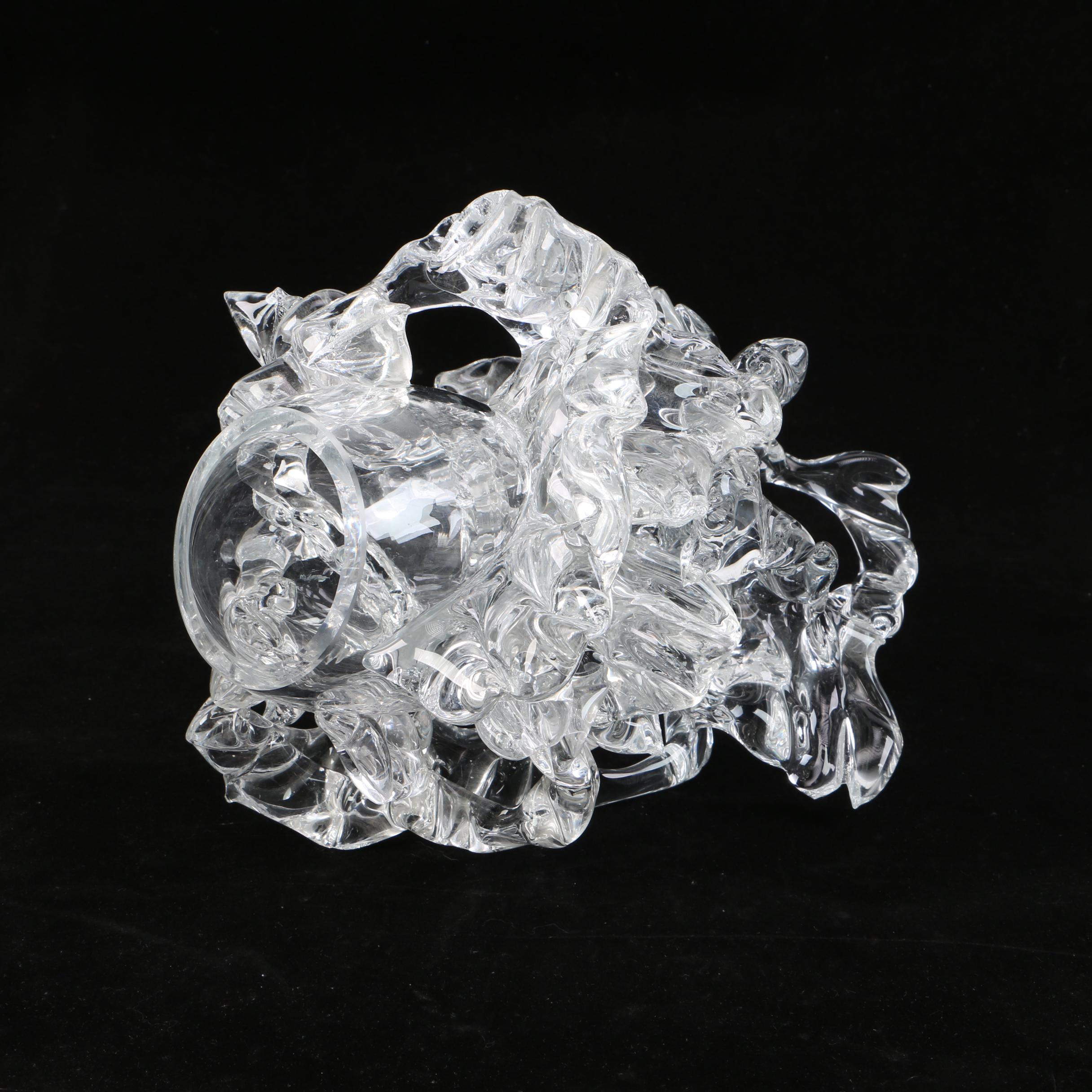 Abstract Clear Glass Sculpture