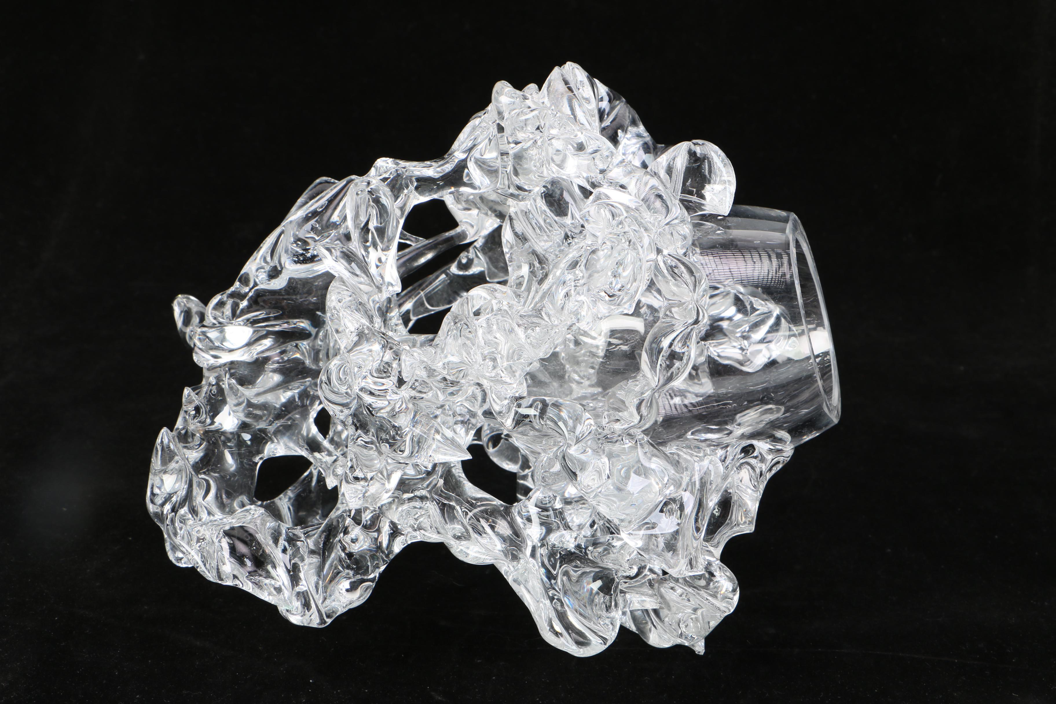 Abstract Clear Glass Sculpture