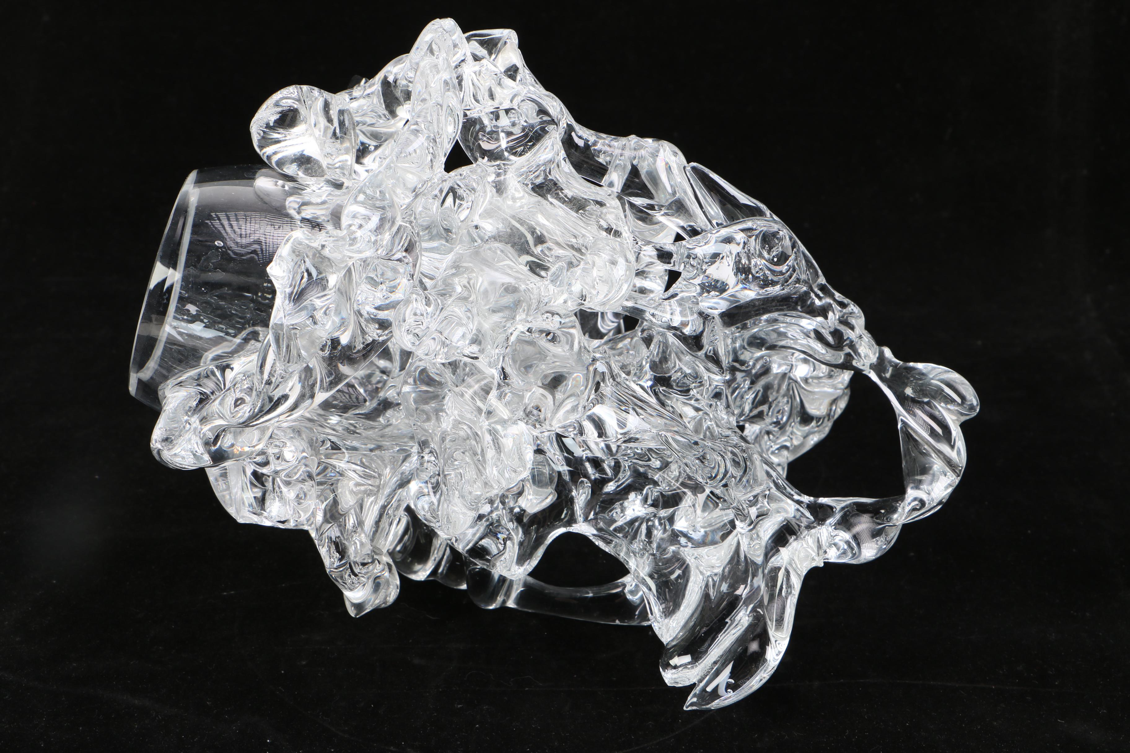 Abstract Clear Glass Sculpture