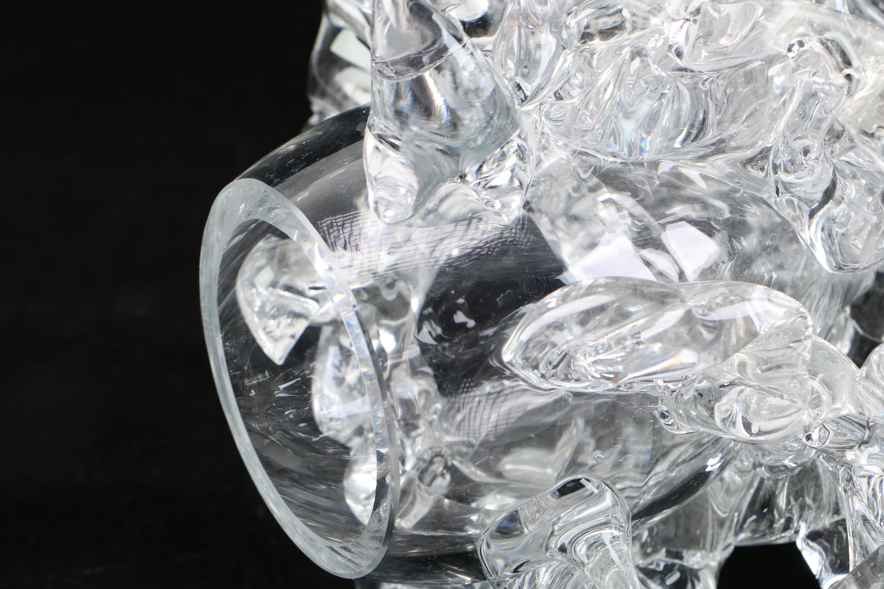 Abstract Clear Glass Sculpture