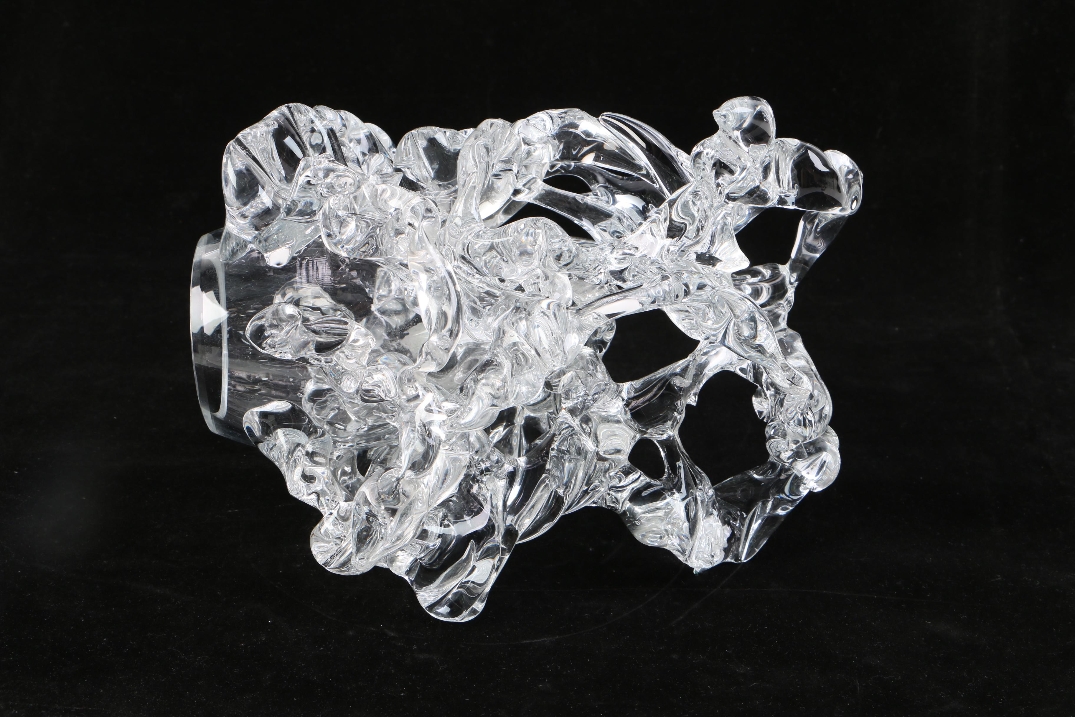 Abstract Clear Glass Sculpture