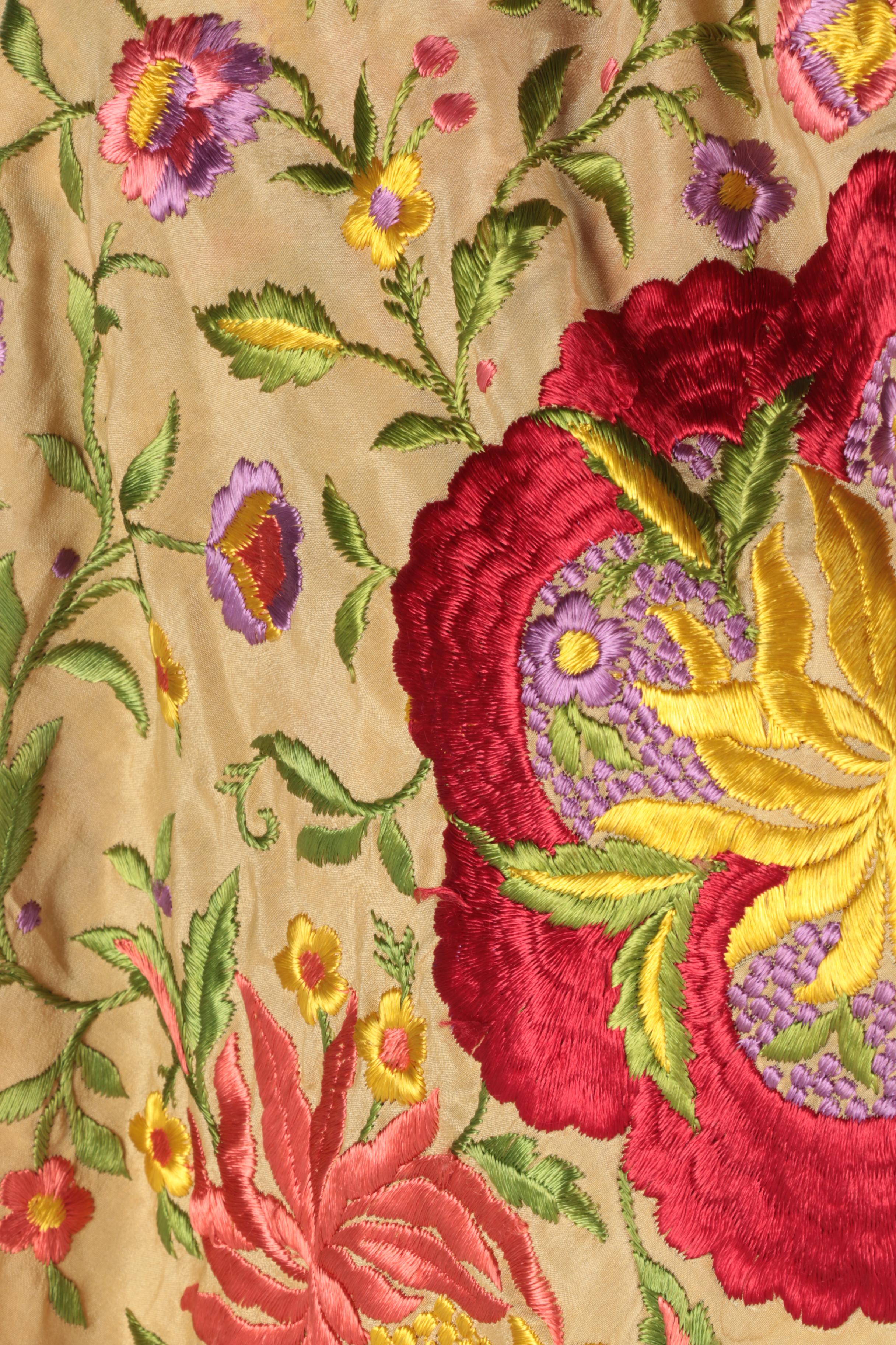 Antique Silk Piano Shawl