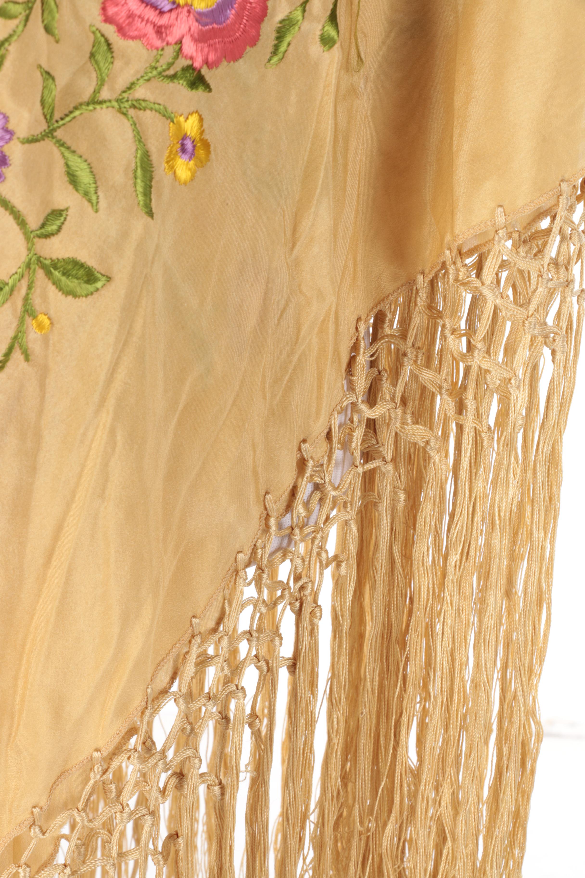 Antique Silk Piano Shawl