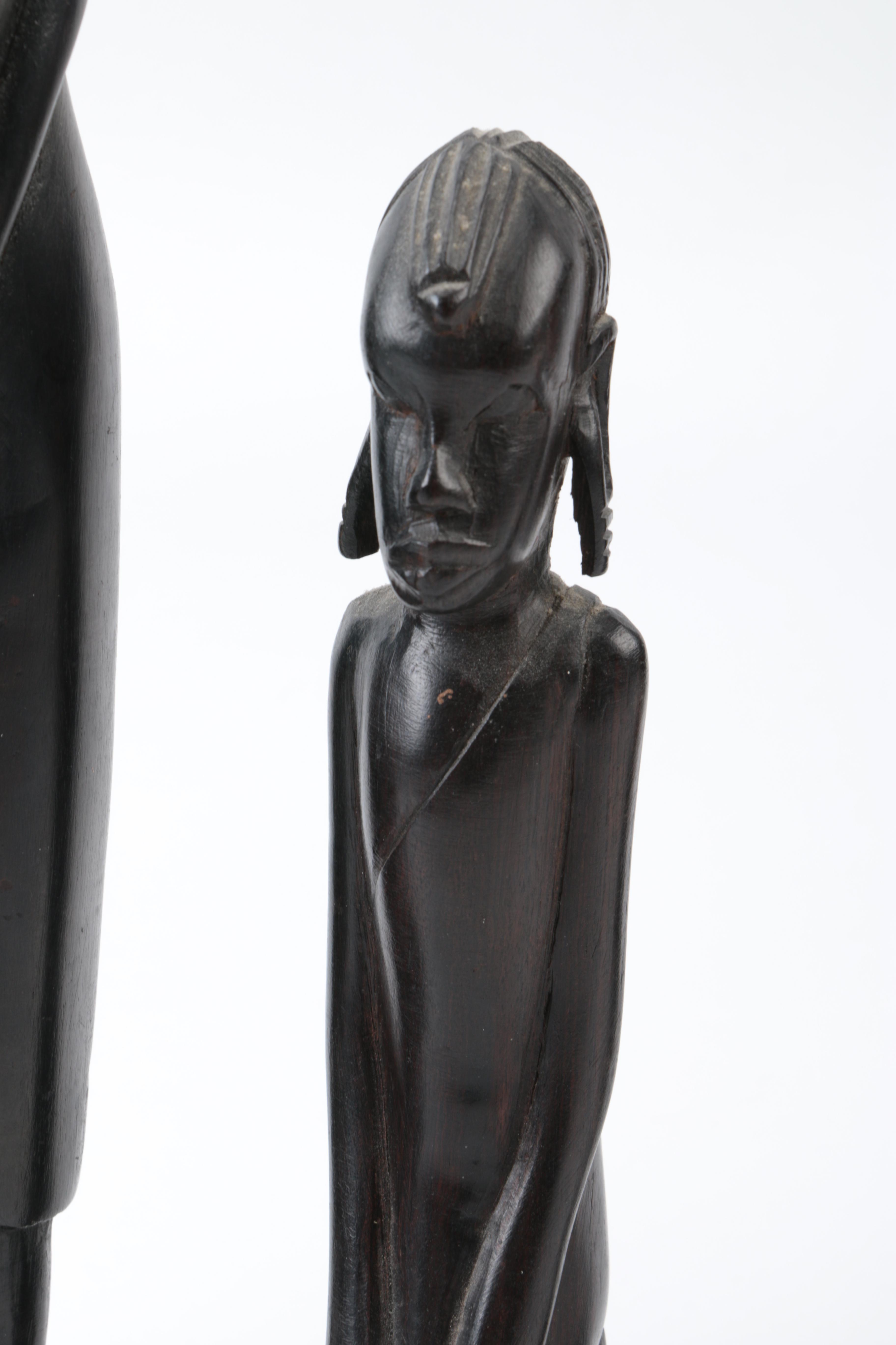 East African Carved Ebonized Wood Figures