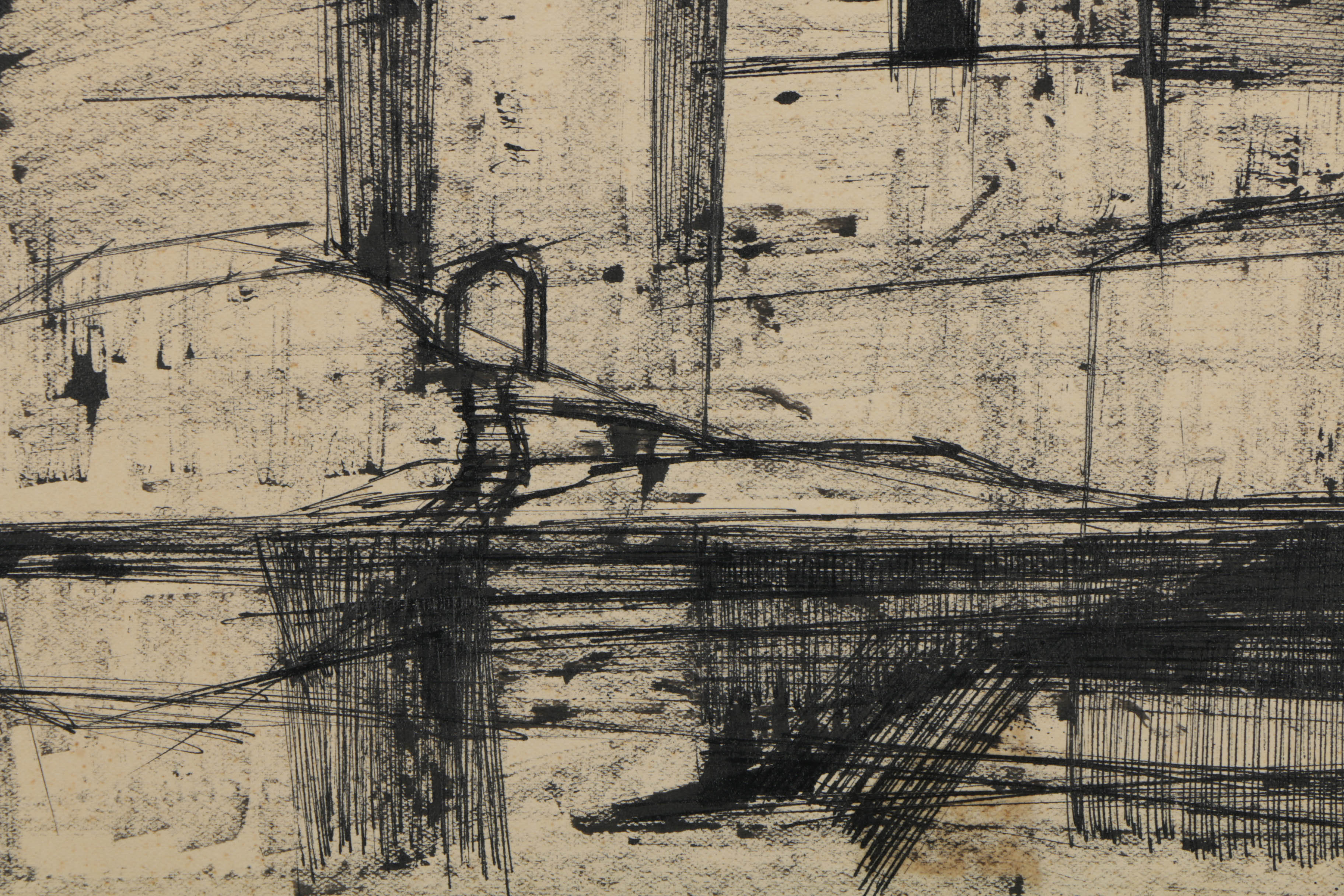 Inge Rotevatn Ink Drawing on Paper "Cathedral City"