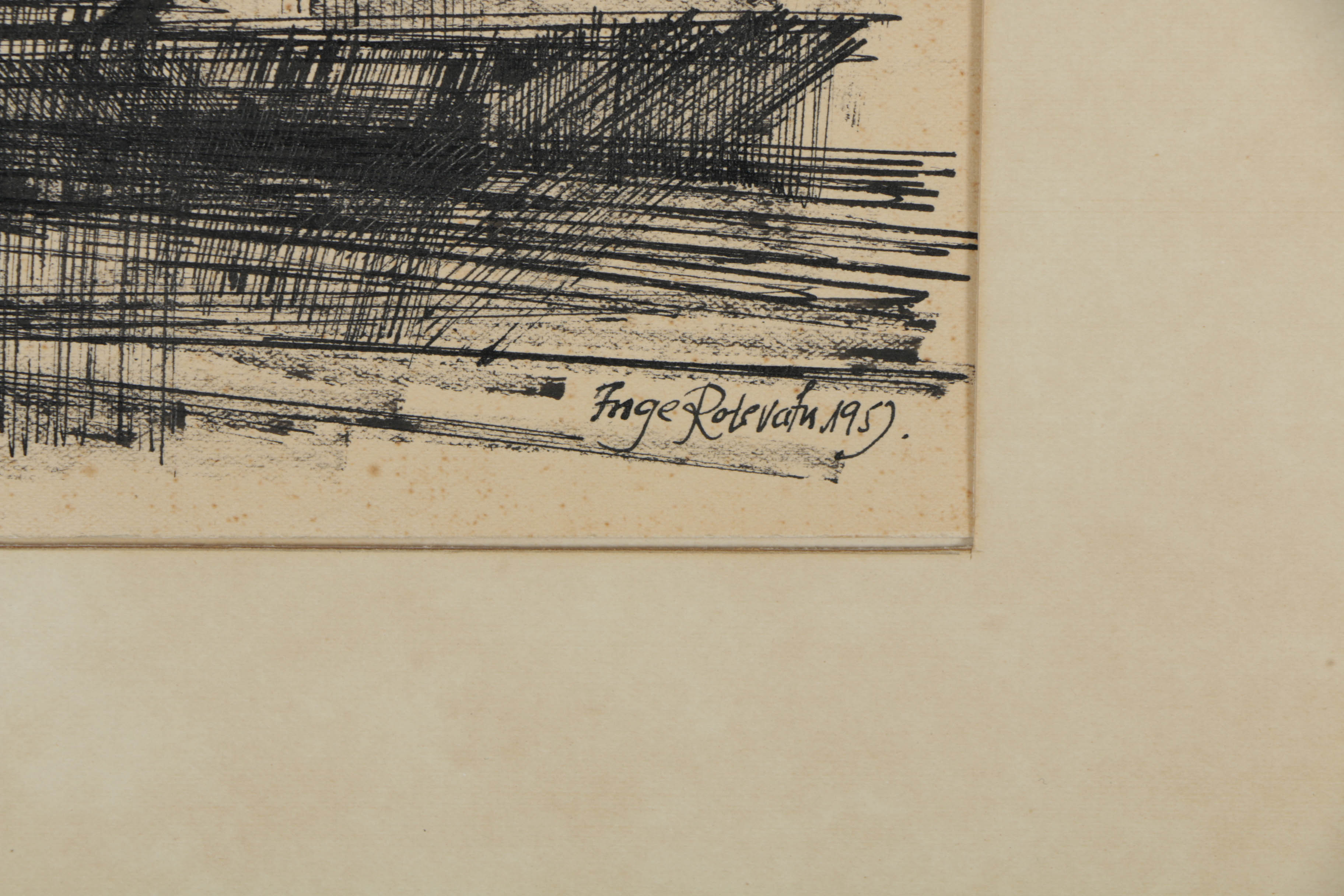 Inge Rotevatn Ink Drawing on Paper "Cathedral City"