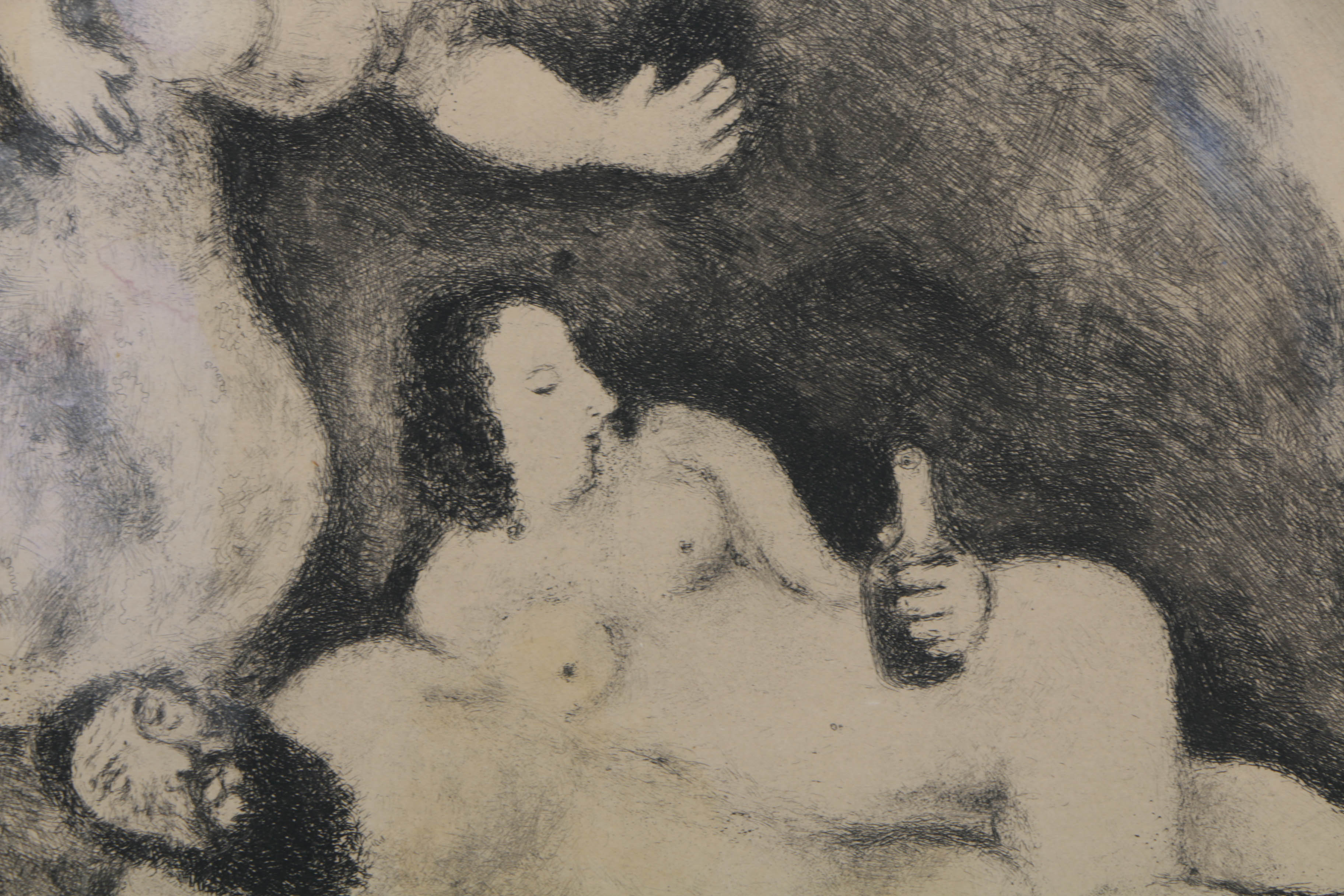 Marc Chagall Etching on Paper "Lots Daughters Make Their Father Drunk"