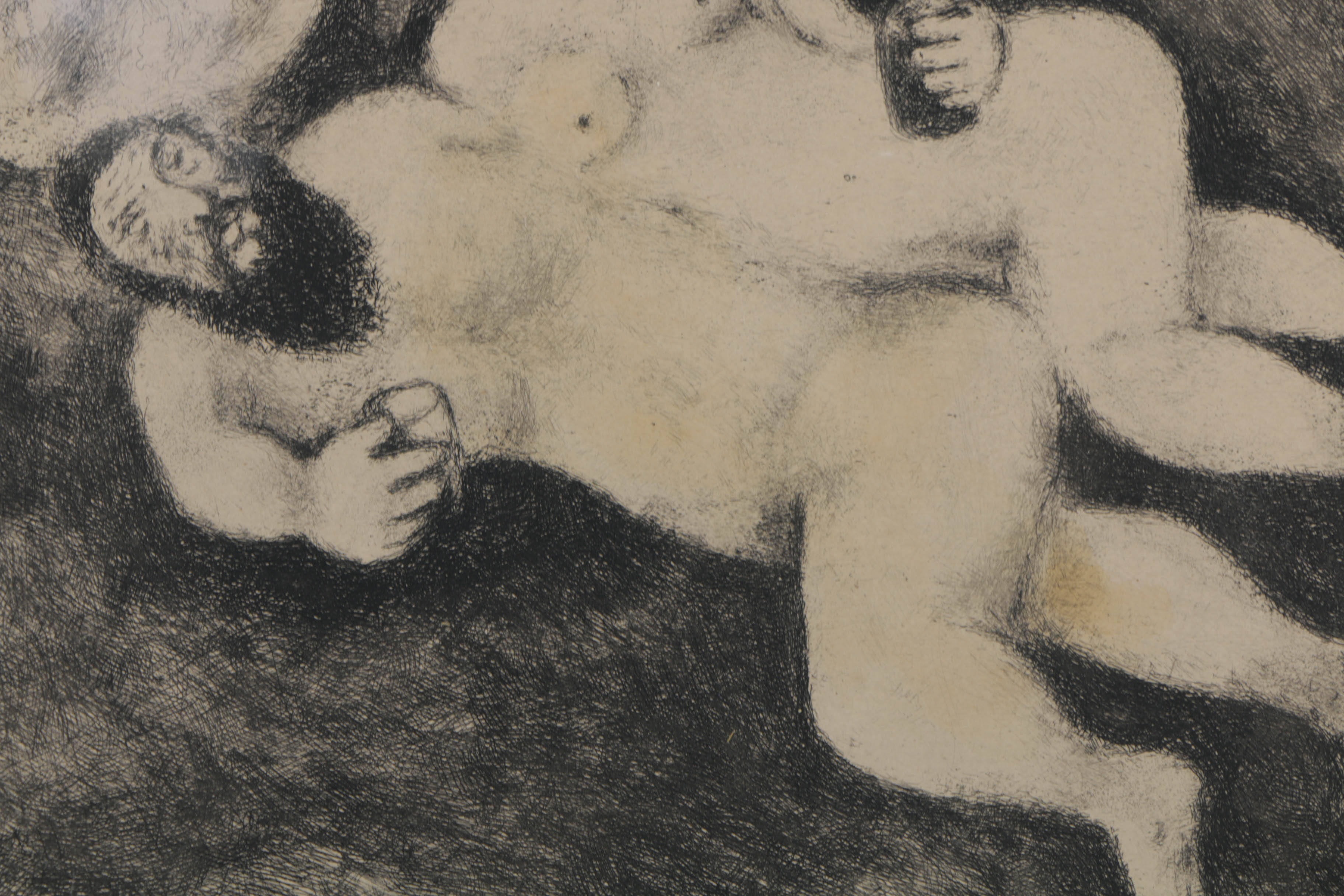 Marc Chagall Etching on Paper "Lots Daughters Make Their Father Drunk"