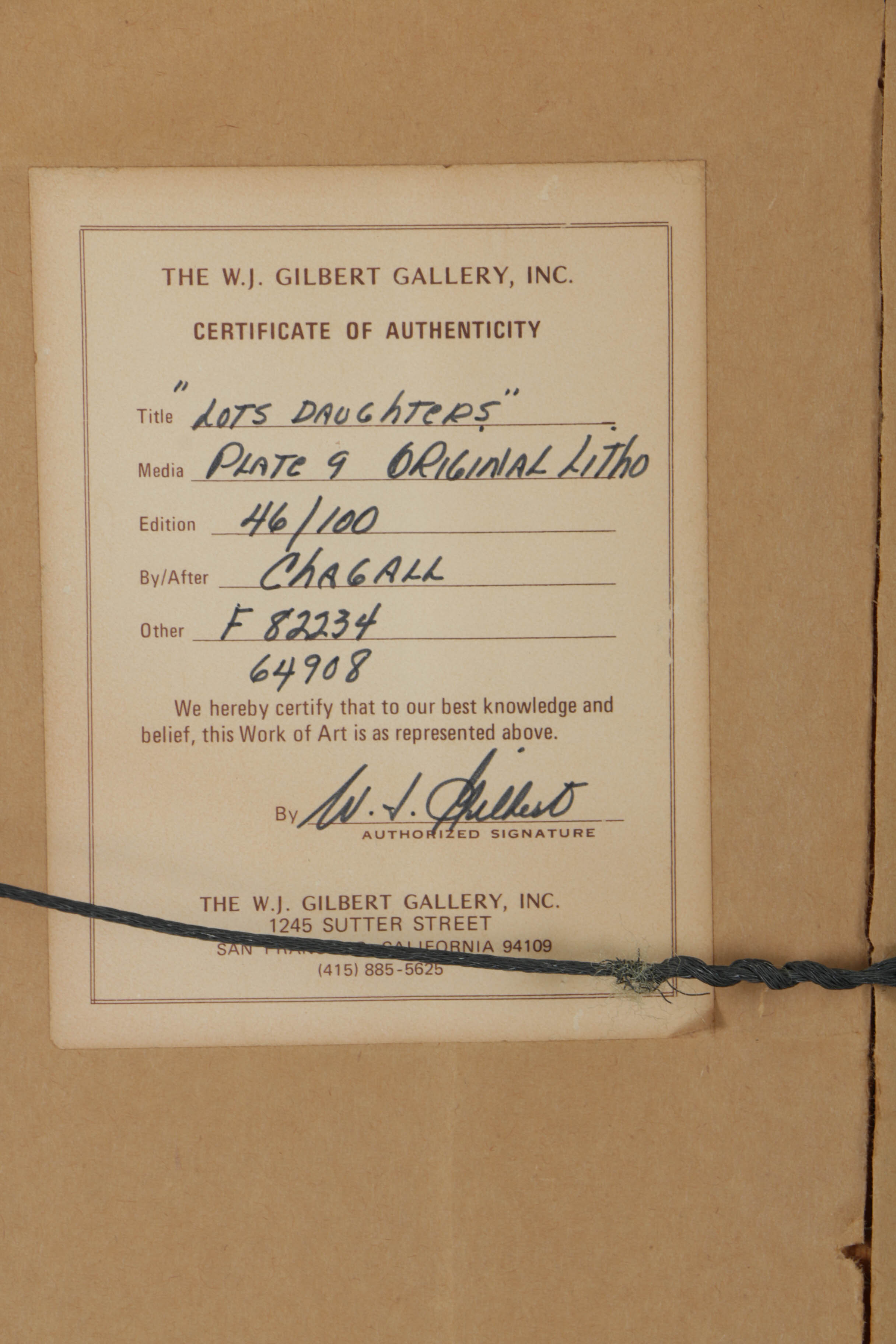 Marc Chagall Etching on Paper "Lots Daughters Make Their Father Drunk"