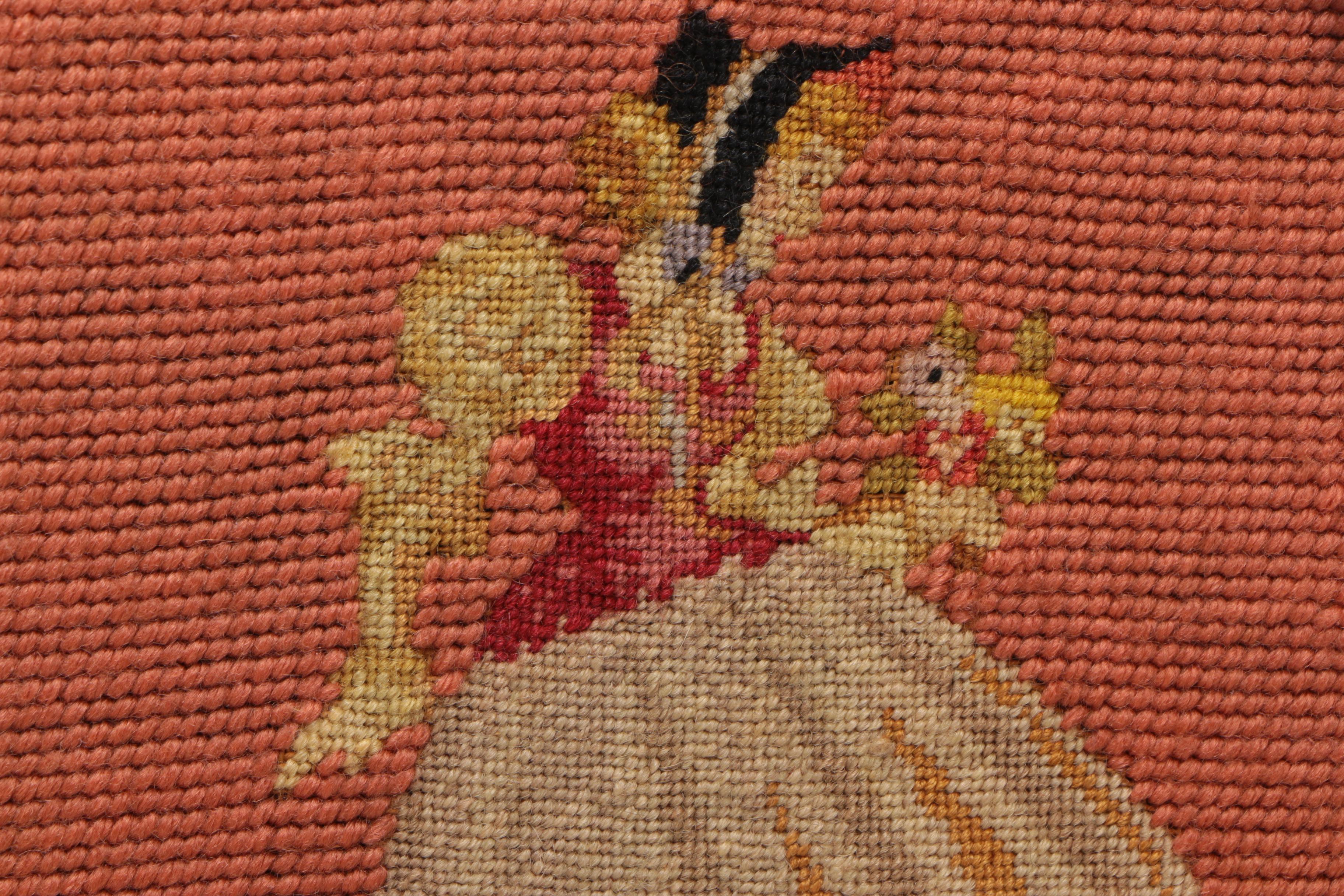 Vintage Framed Needlepoint of a Woman in a Hoop Skirt and Bonnet