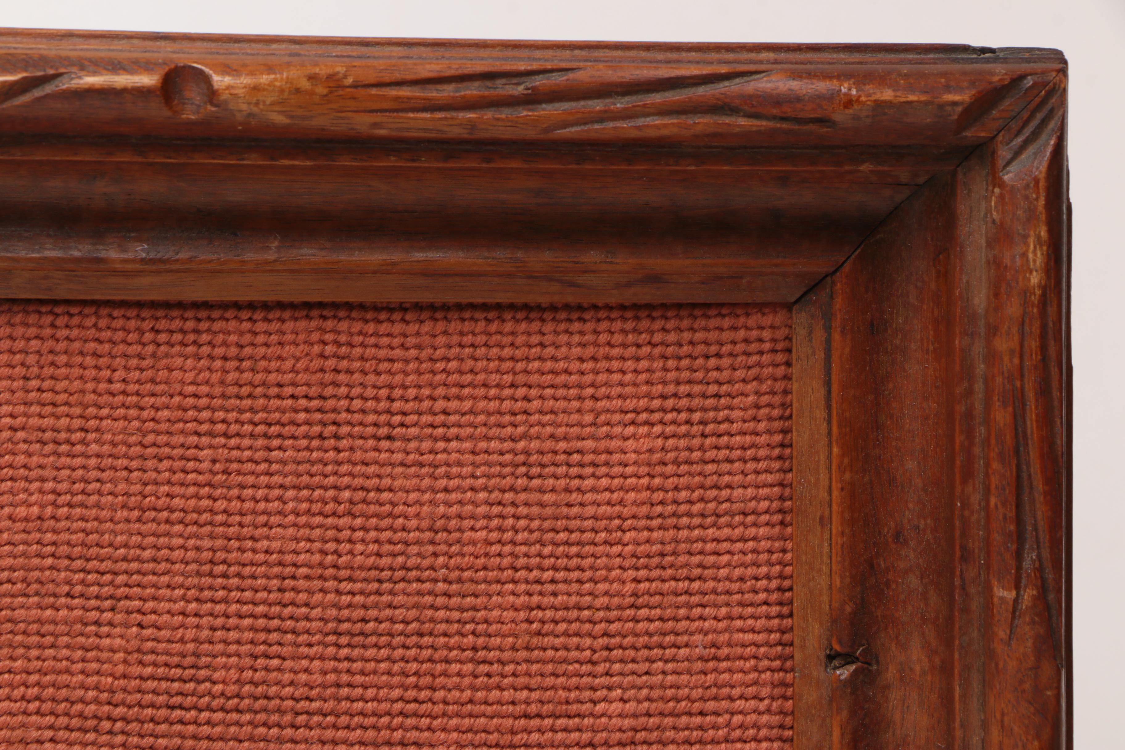 Vintage Framed Needlepoint of a Woman in a Hoop Skirt and Bonnet