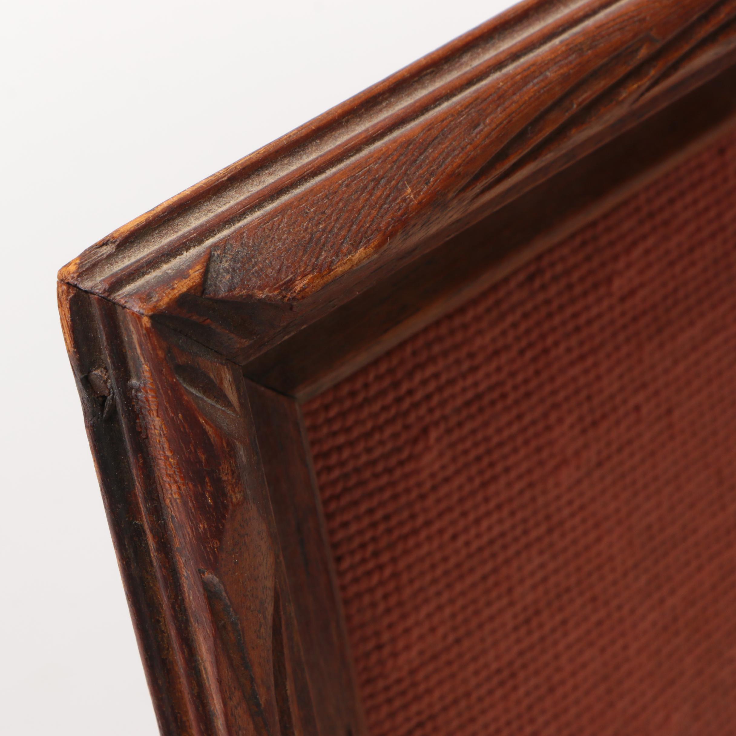 Vintage Framed Needlepoint of a Woman in a Hoop Skirt and Bonnet