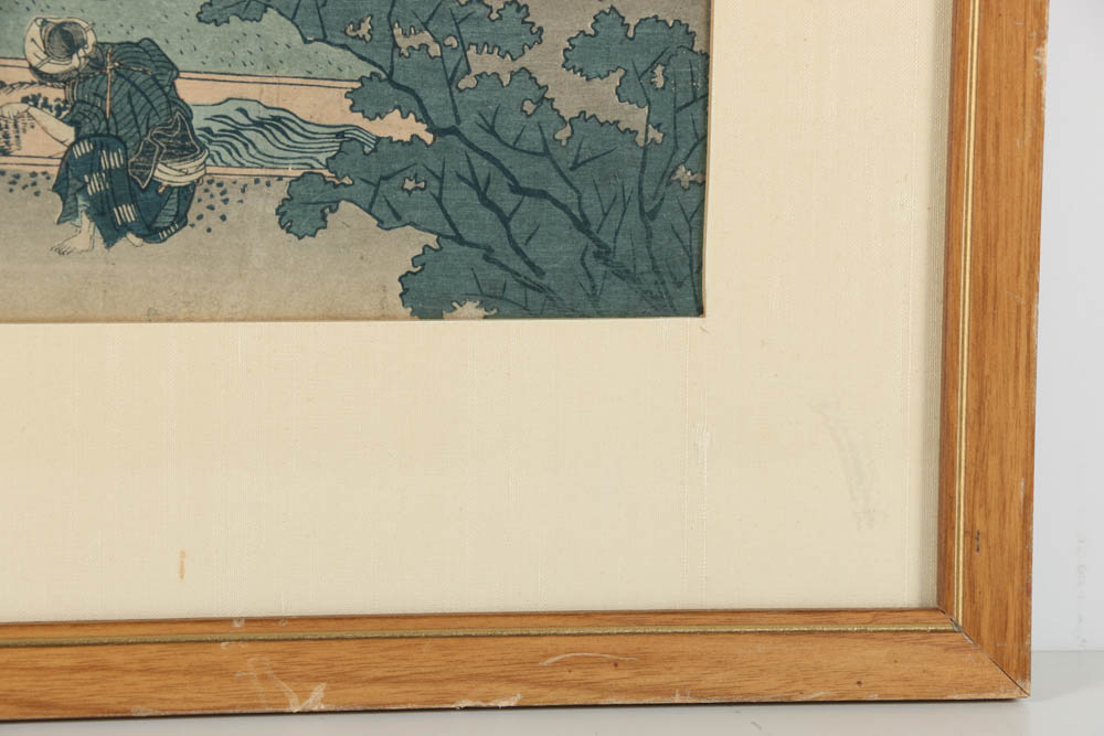 Woodblock on Paper After Katsushika Hokusai "Waterwheel at Onden"
