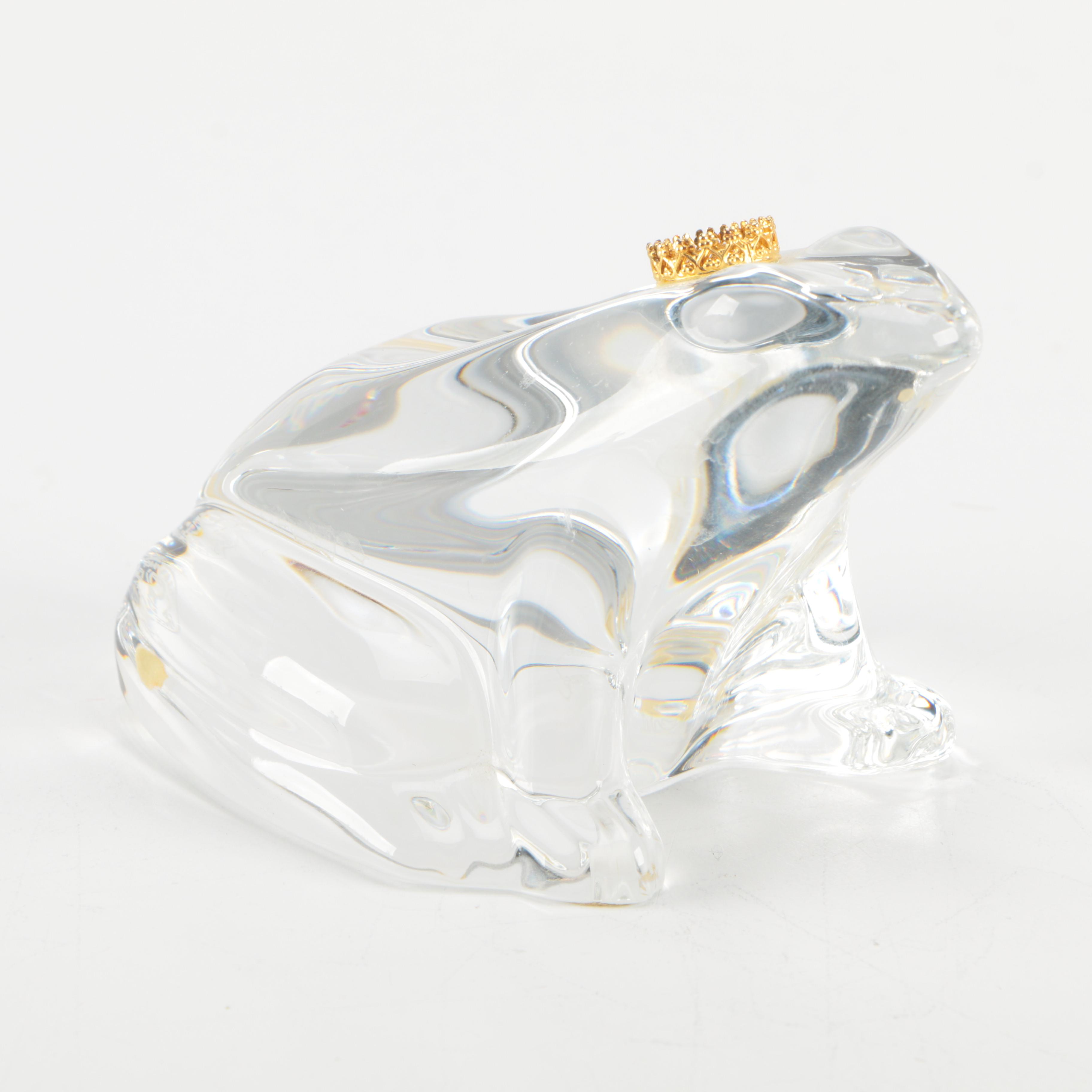 Baccarat Crystal "Frog with Gold Crown" Figurine