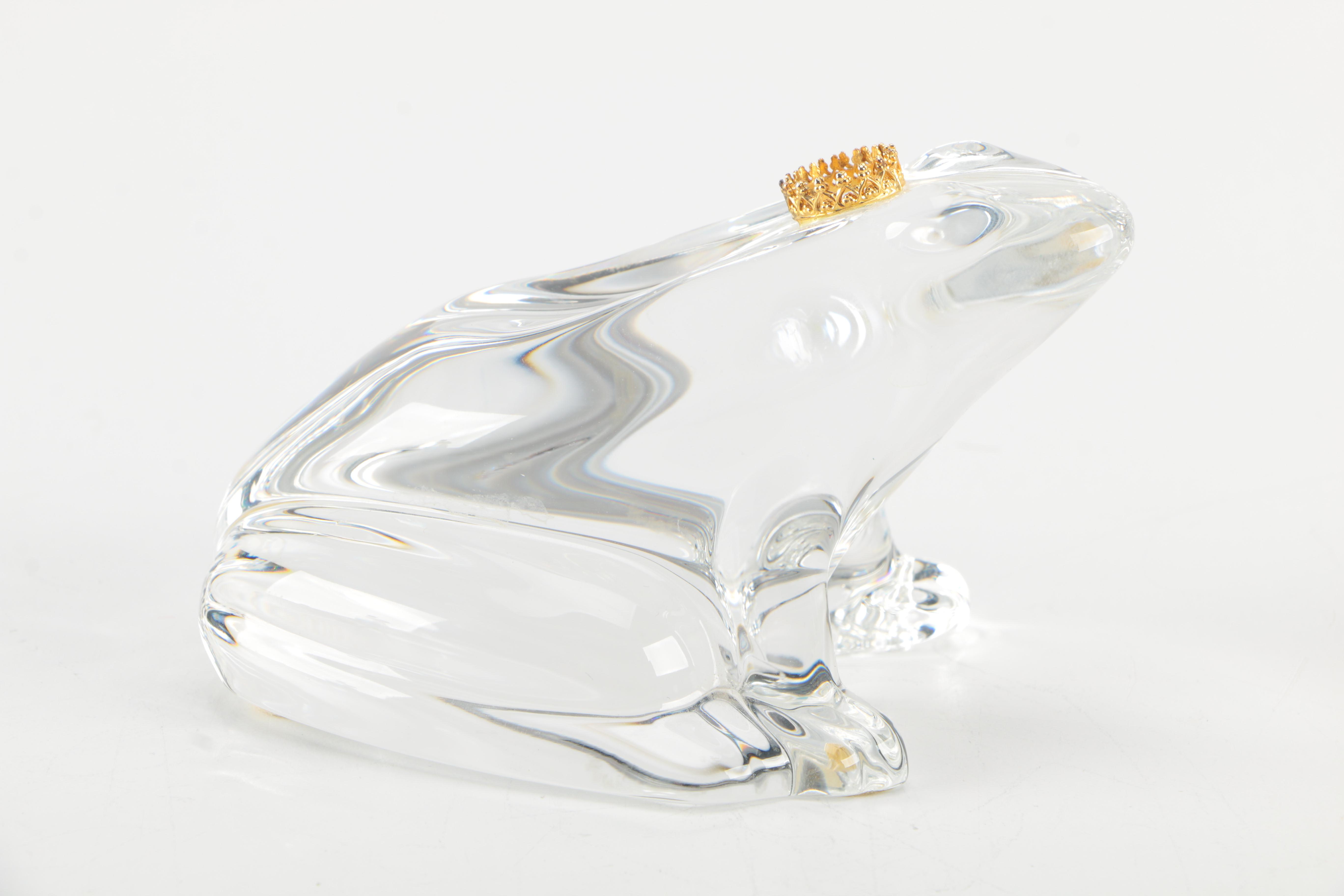 Baccarat Crystal "Frog with Gold Crown" Figurine