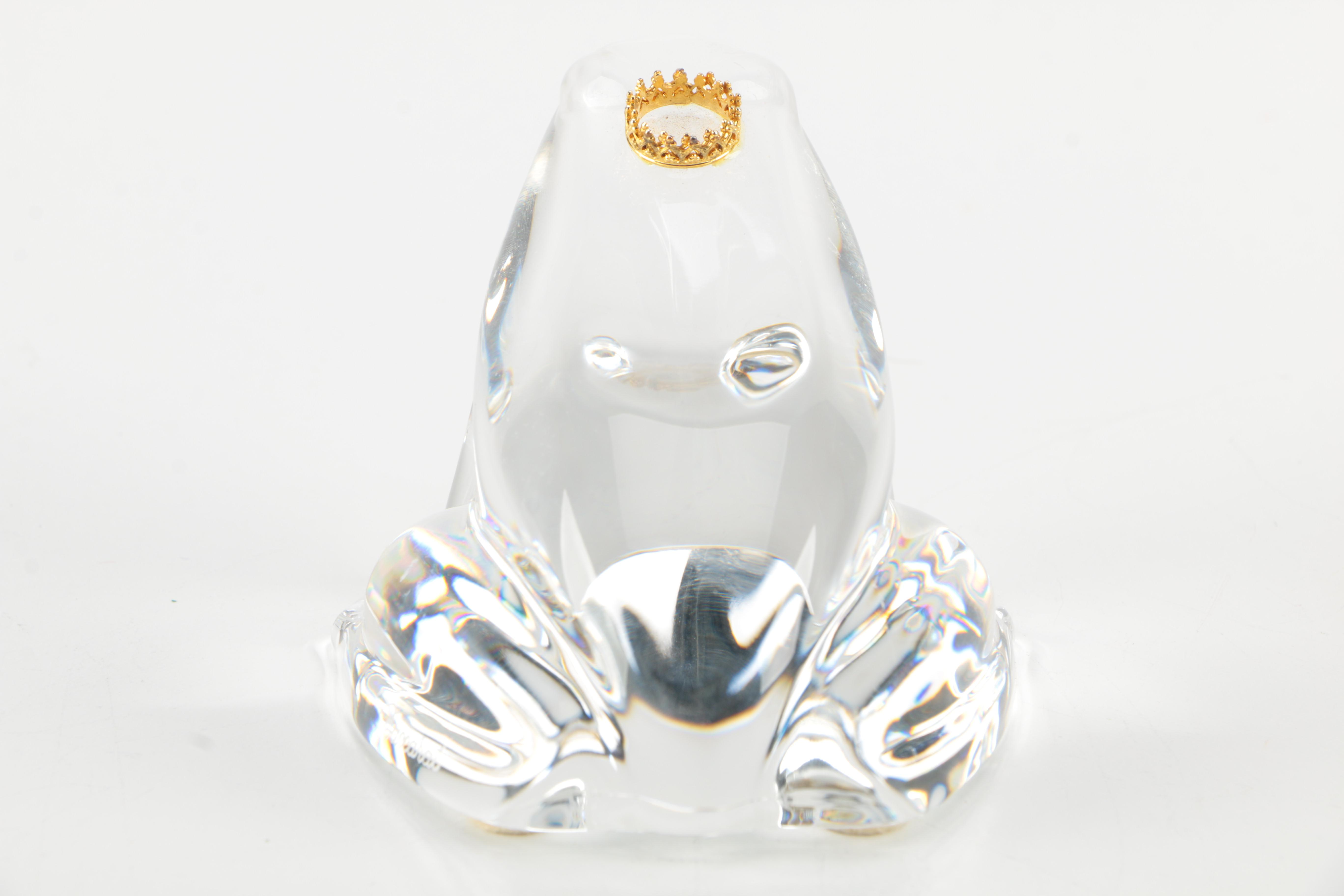 Baccarat Crystal "Frog with Gold Crown" Figurine