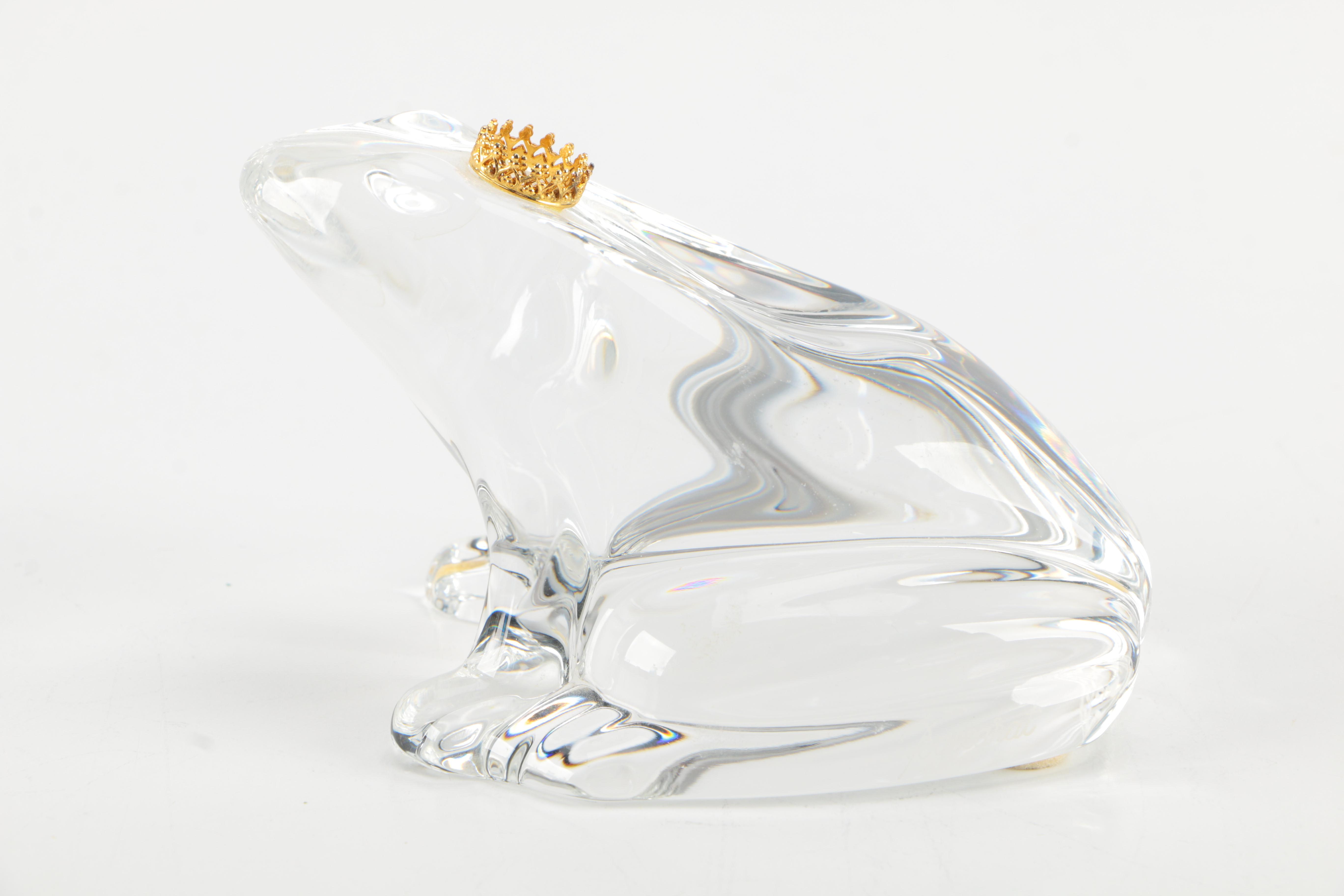 Baccarat Crystal "Frog with Gold Crown" Figurine
