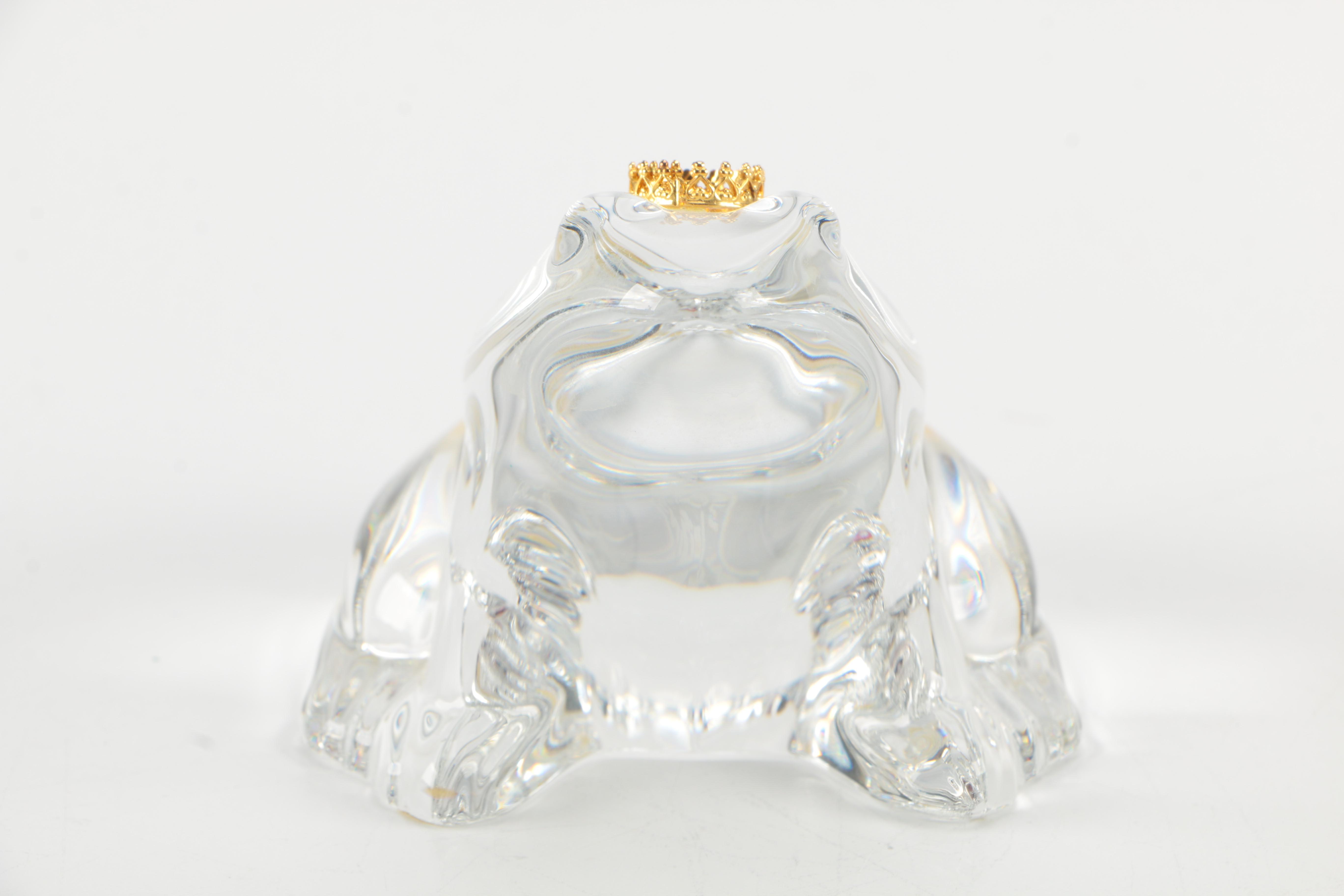 Baccarat Crystal "Frog with Gold Crown" Figurine