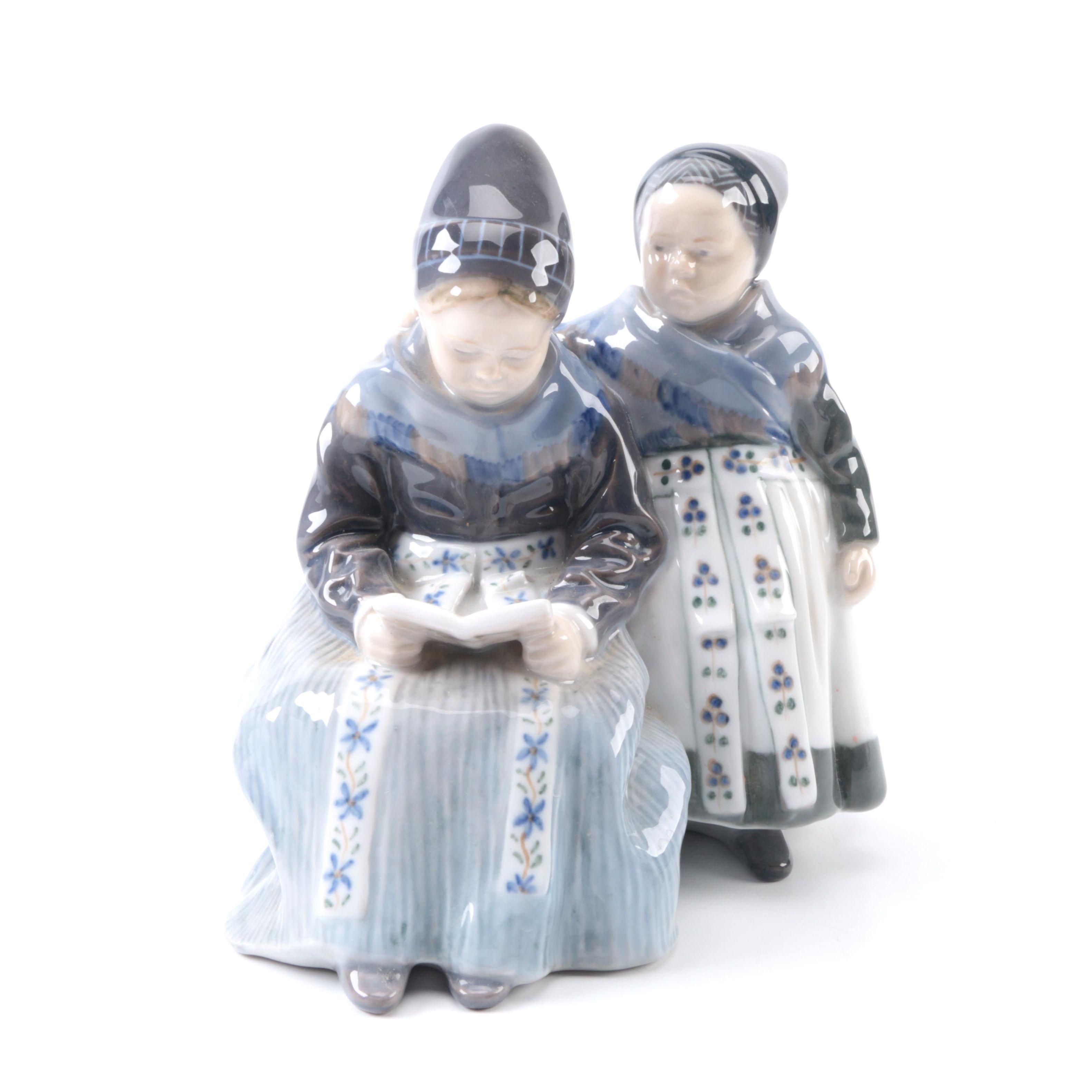 Royal Copenhagen Reading Children Figurine