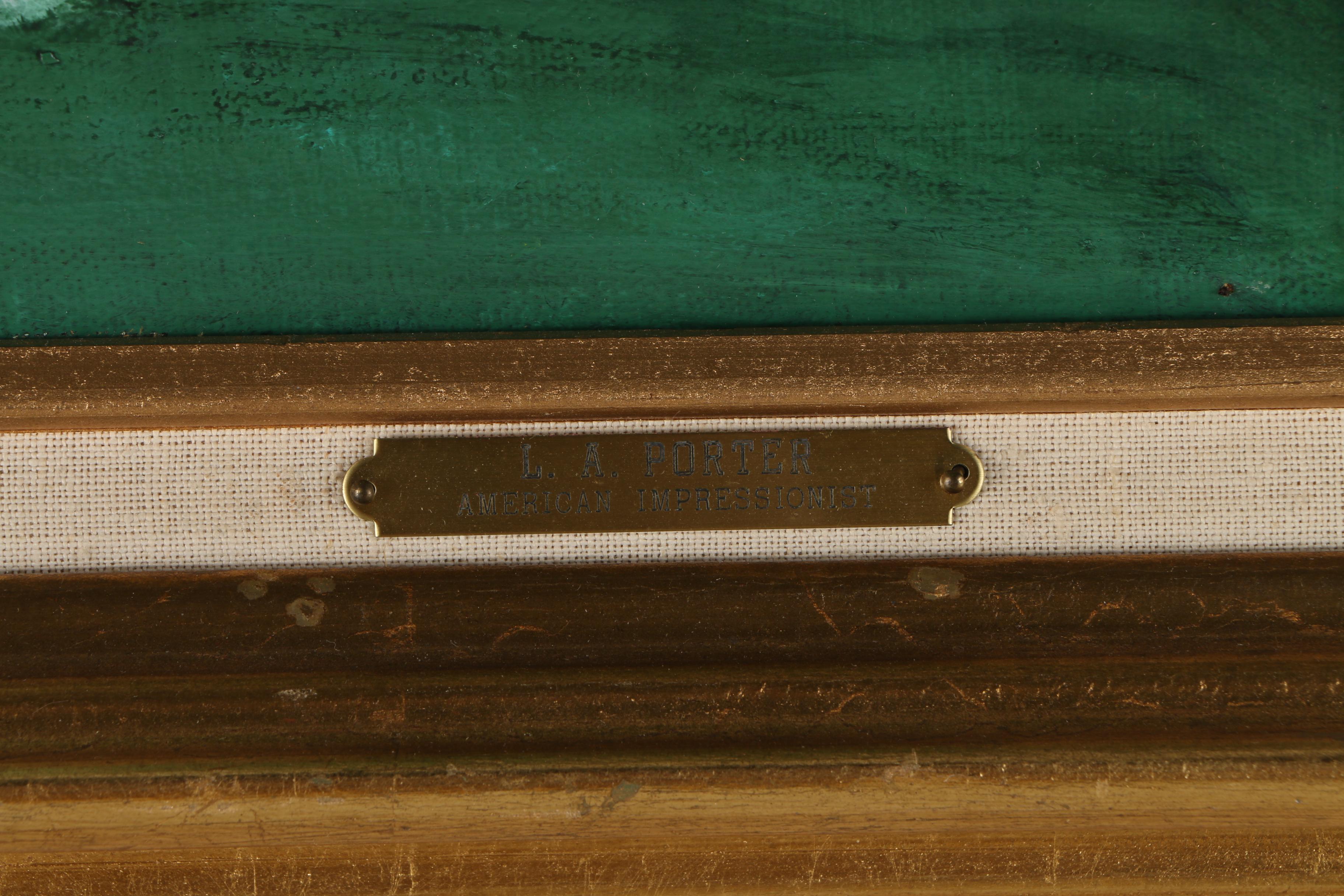 L.A. Porter Oil Painting on Canvas of Woman and Swans