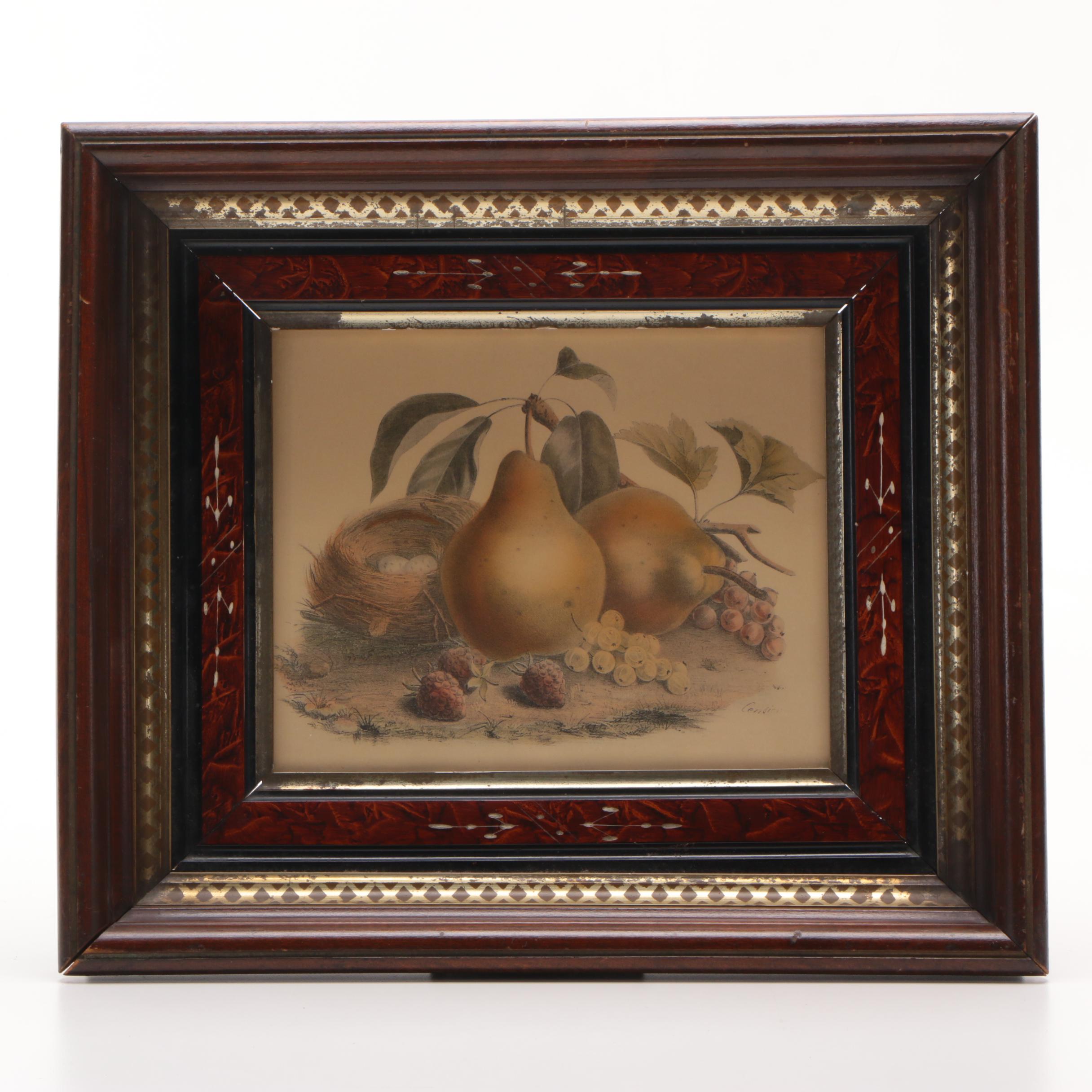 Antique Chromolithograph of Still Life with Fruit