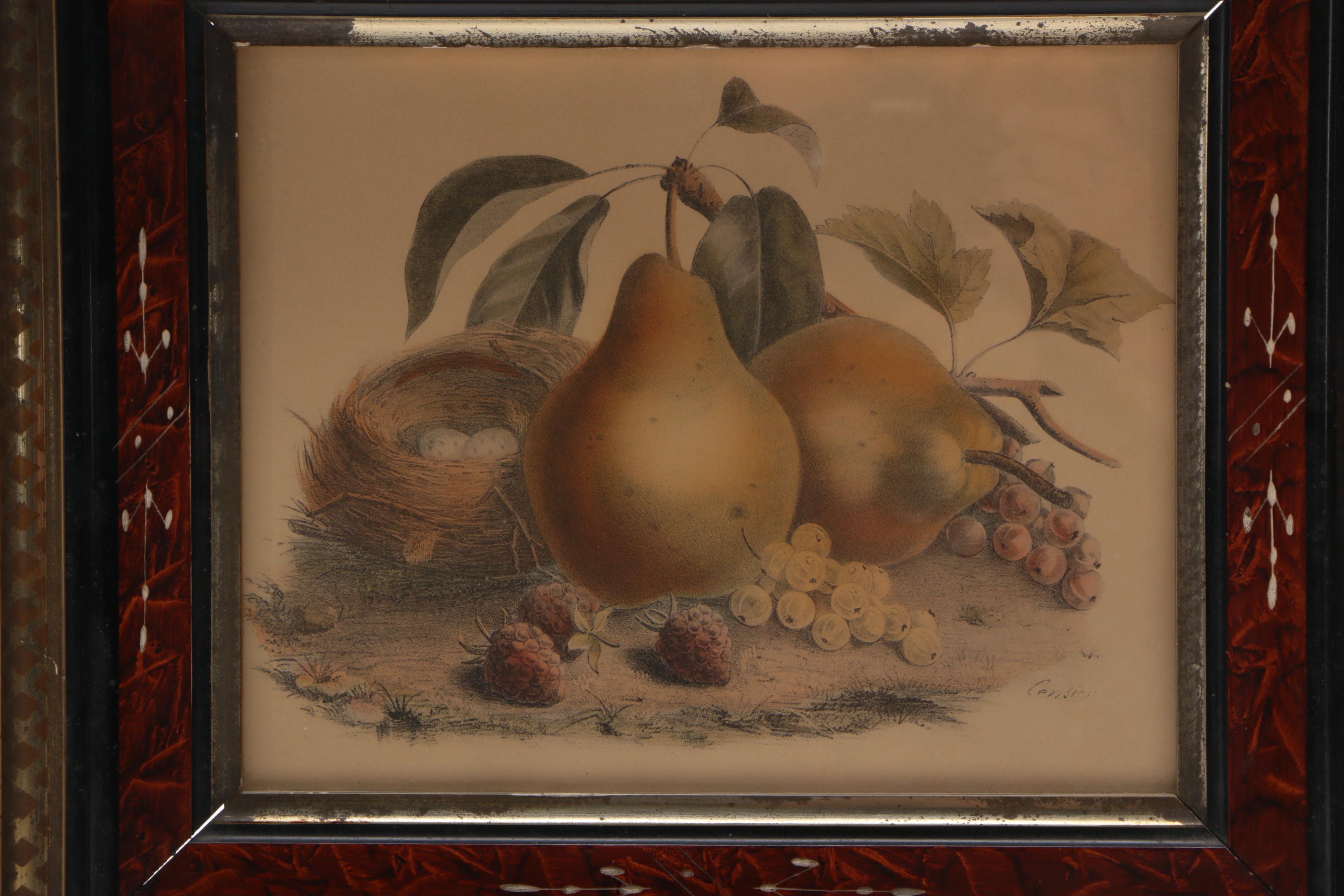 Antique Chromolithograph of Still Life with Fruit