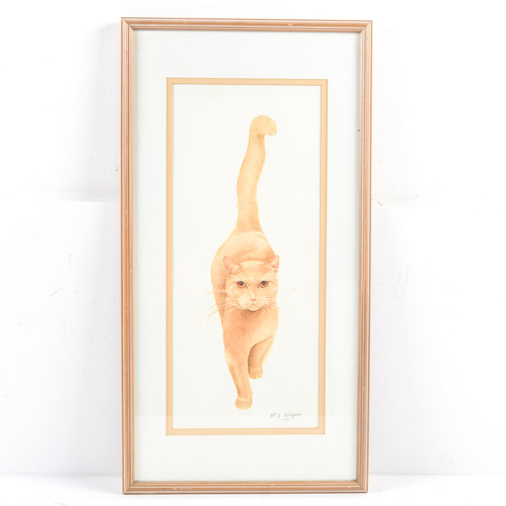 B.J. Wagner Original Watercolor of a Cat