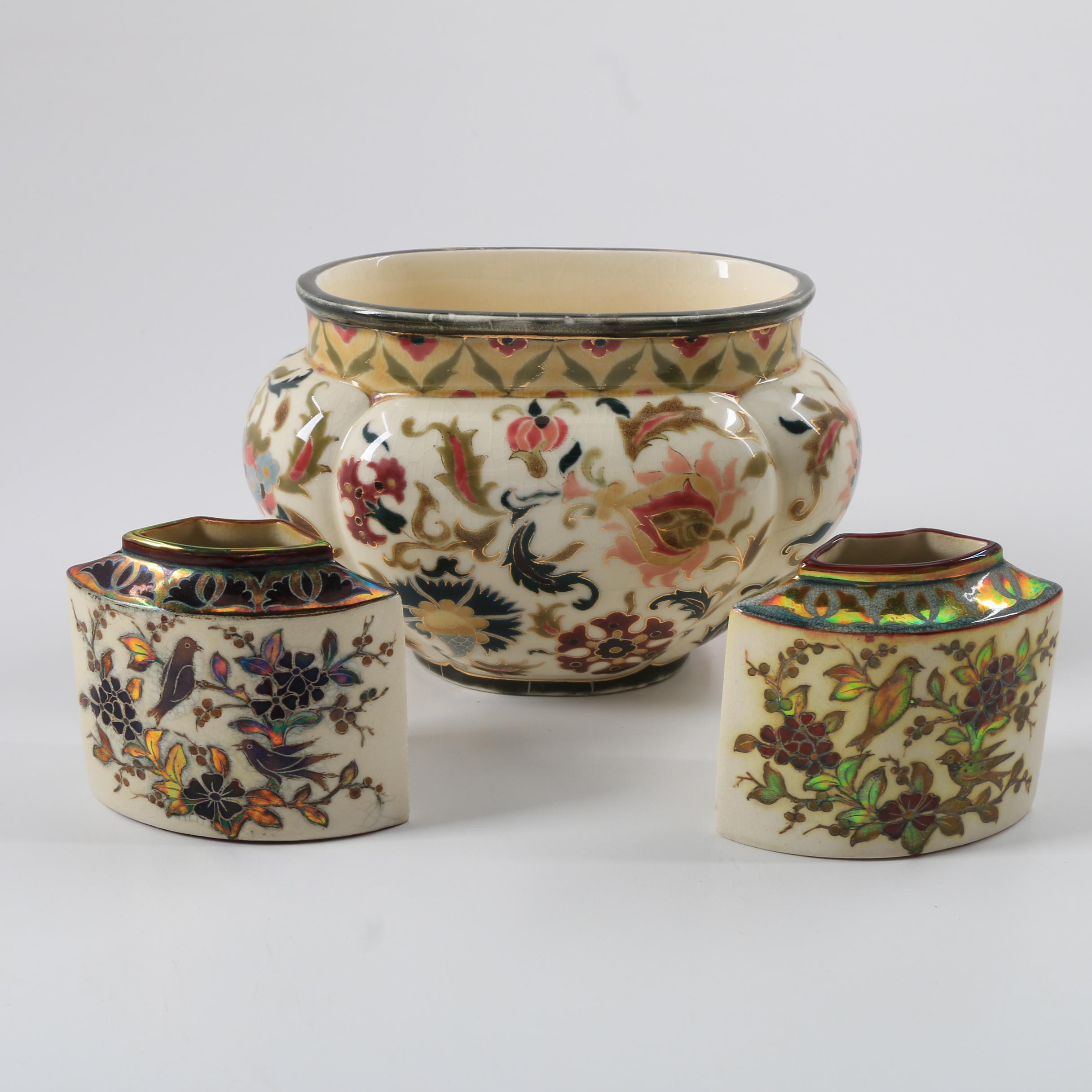 Zsolnay Pottery Hand Painted Ceramic Vessels