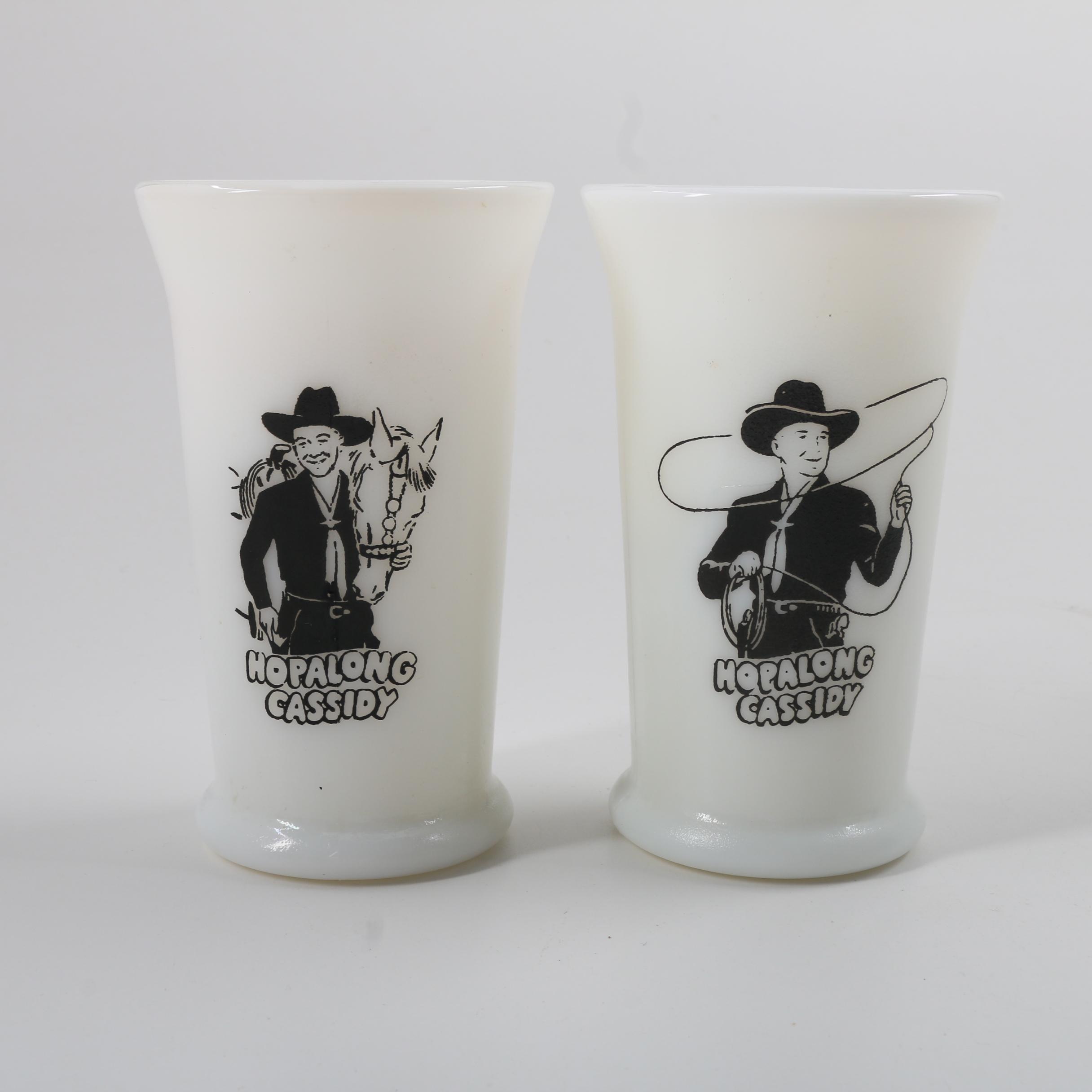 Vintage Hopalong Cassidy Milk Glass Mugs and Tumblers