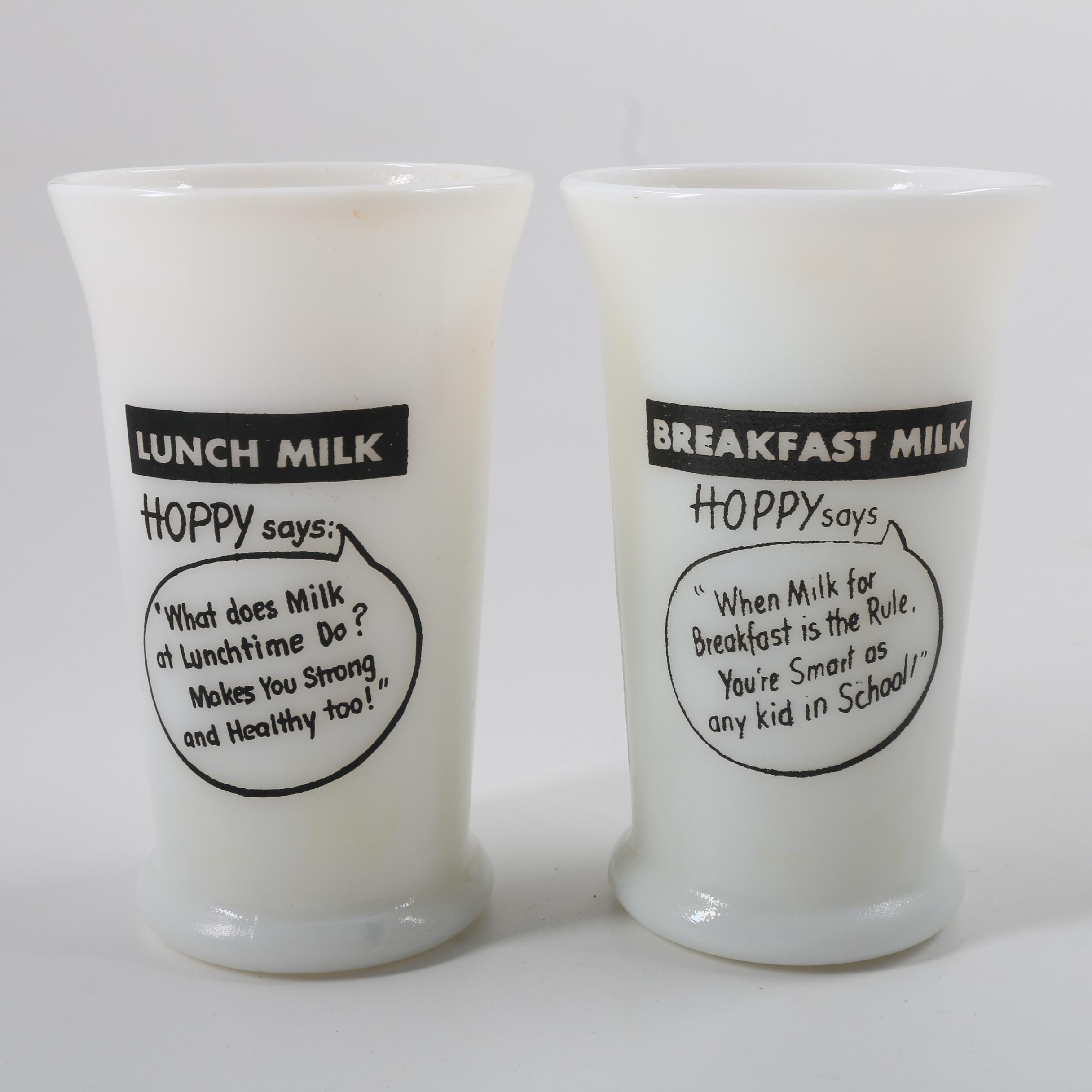 Vintage Hopalong Cassidy Milk Glass Mugs and Tumblers