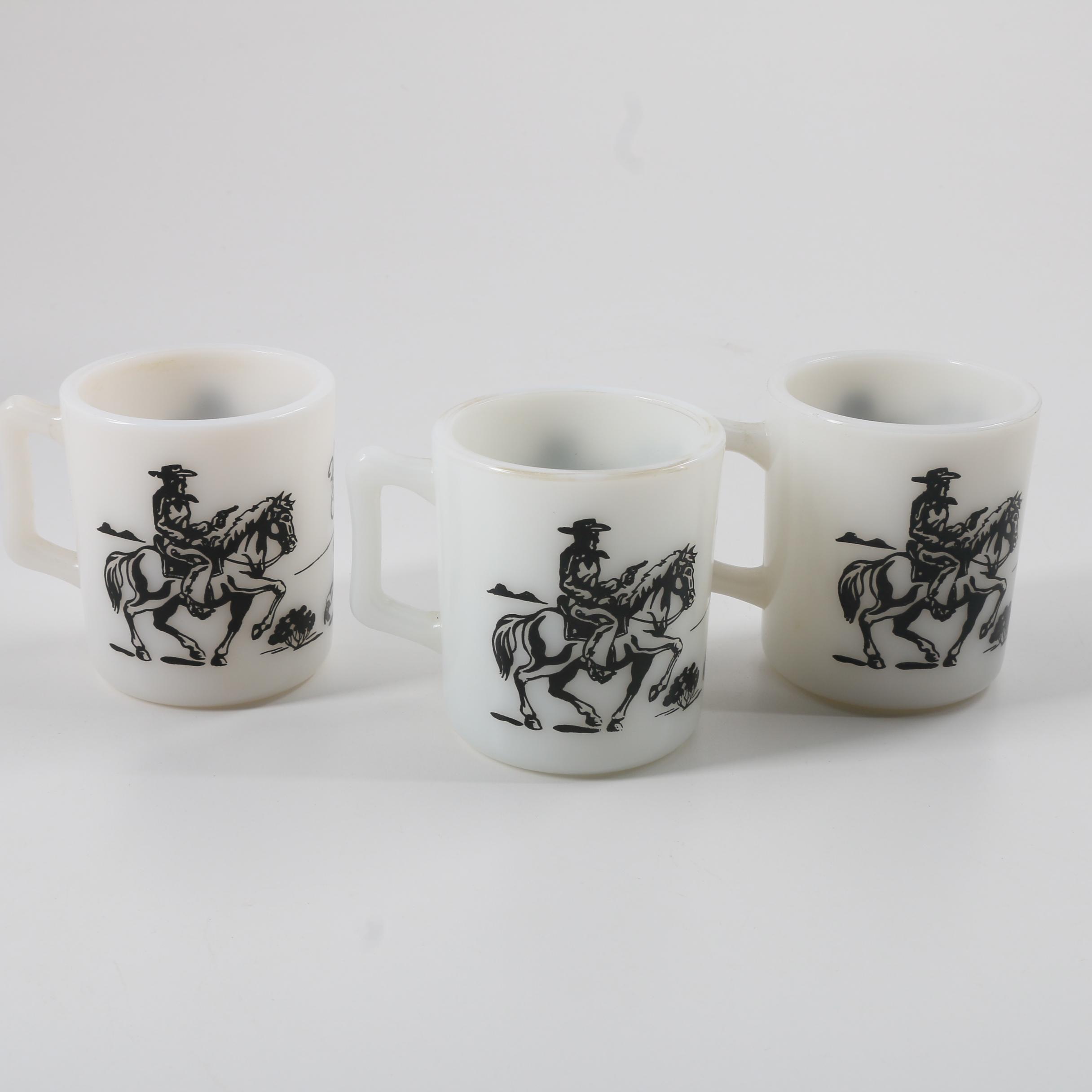 Vintage Hopalong Cassidy Milk Glass Mugs and Tumblers