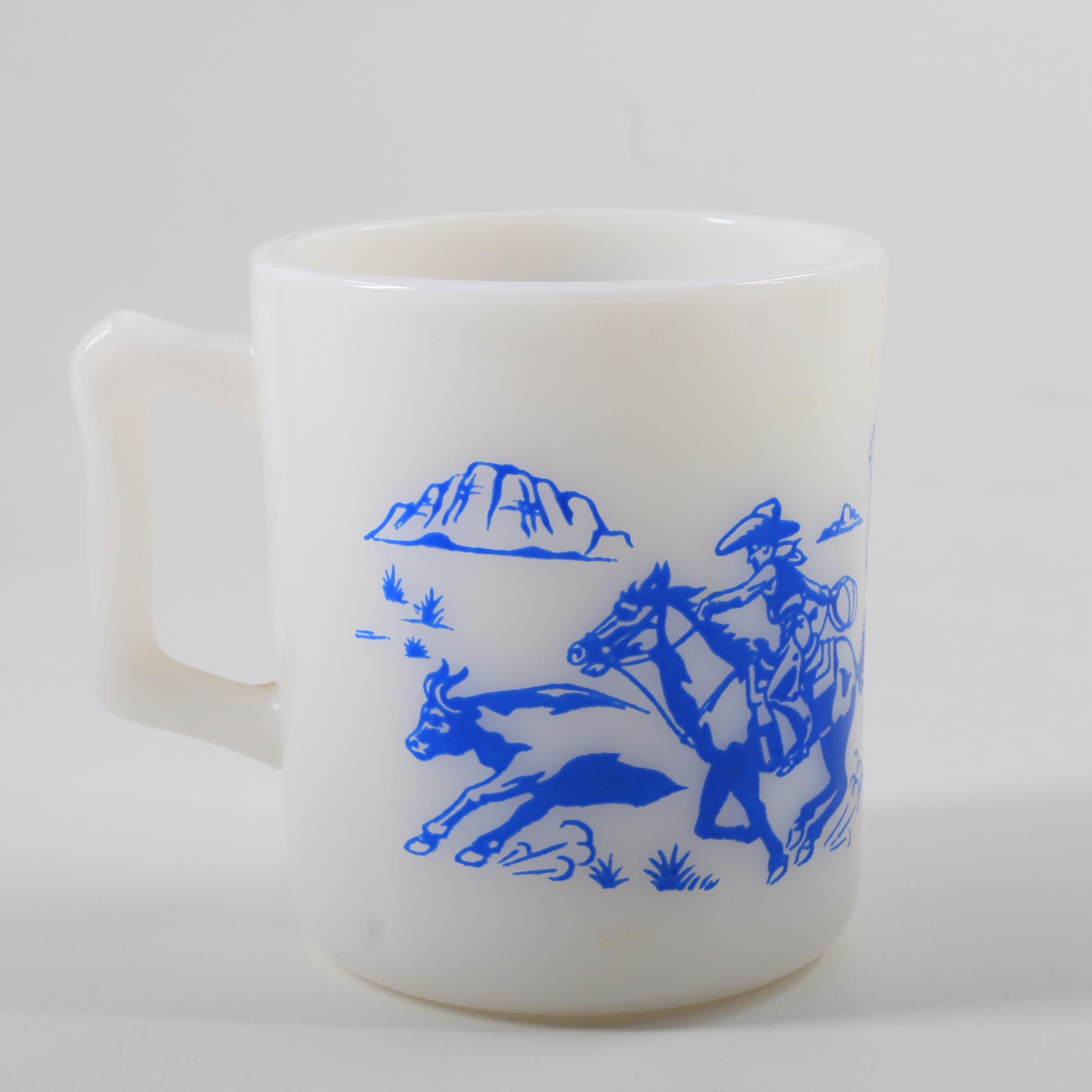 Vintage Hopalong Cassidy Milk Glass Mugs and Tumblers