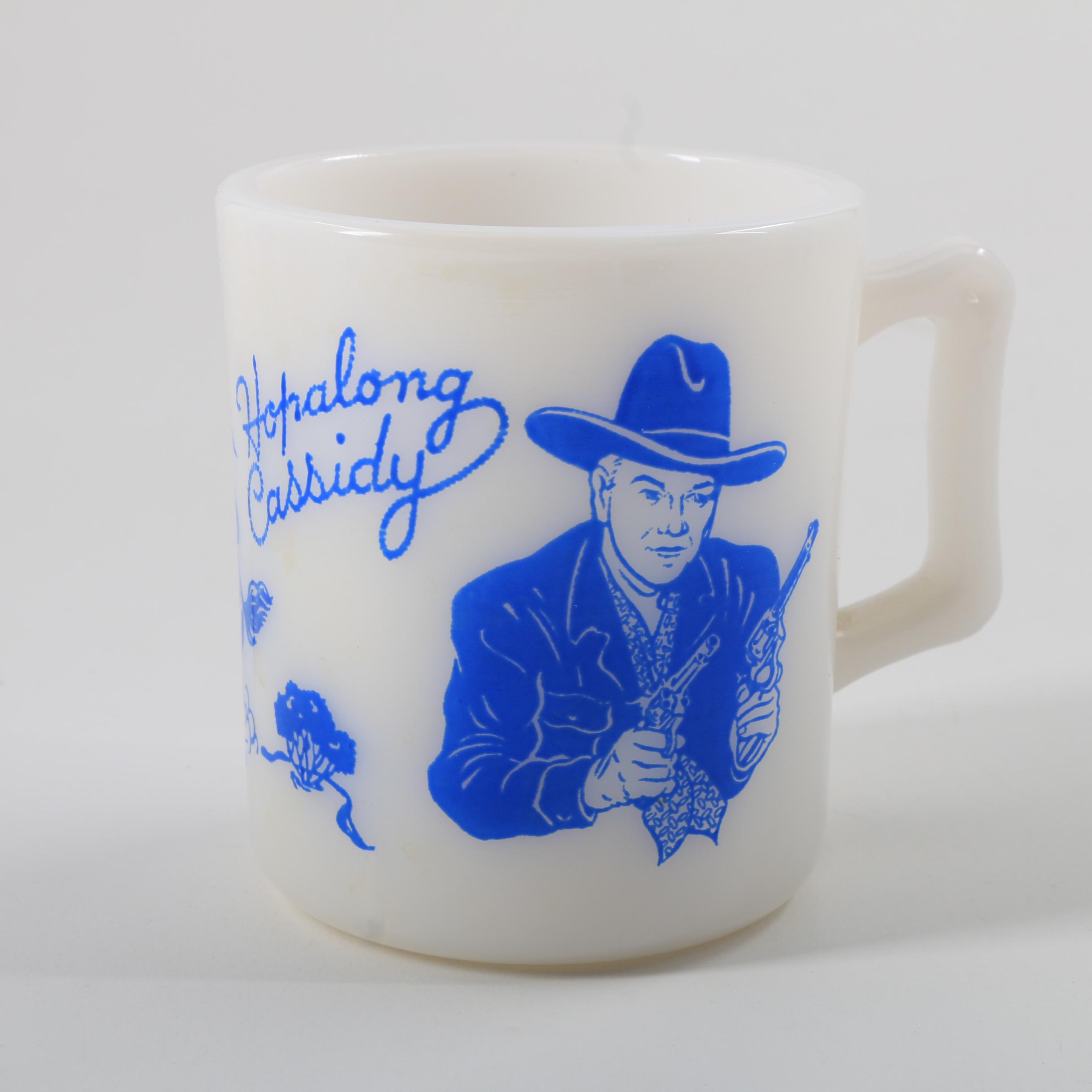Vintage Hopalong Cassidy Milk Glass Mugs and Tumblers