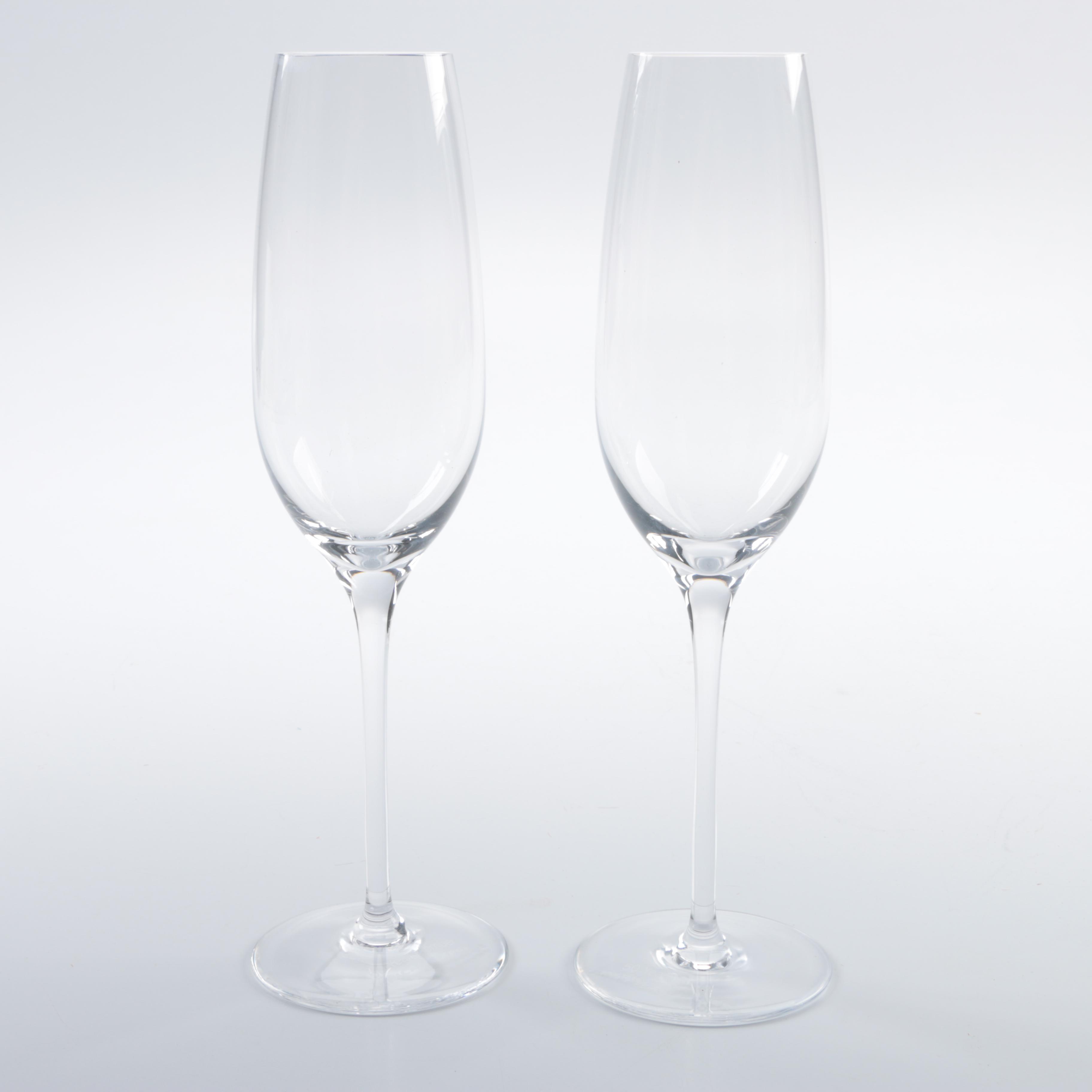 Pair of Tiffany & Co. "Classic" Crystal Champagne Flutes