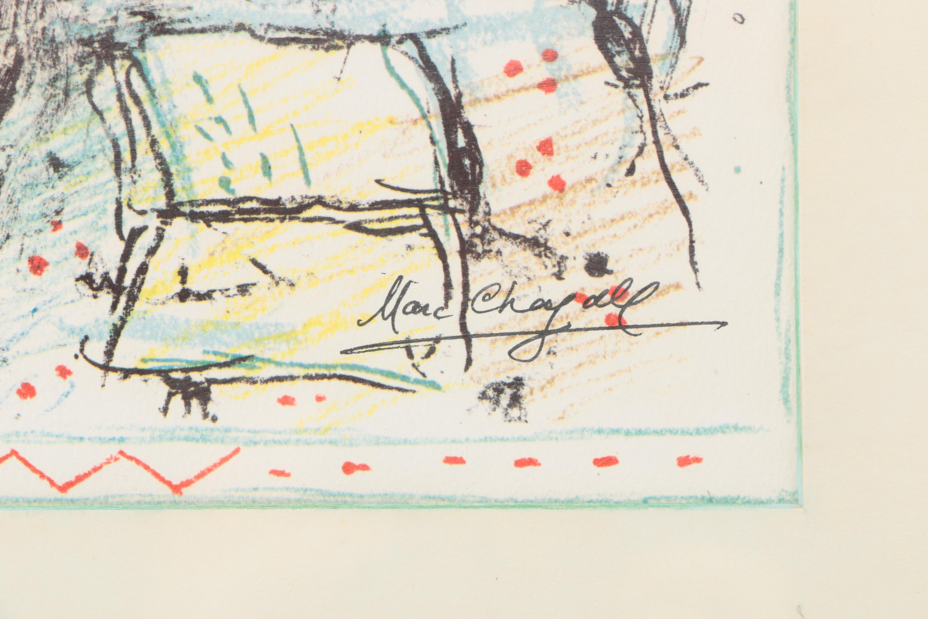 Offset Lithograph Print after Marc Chagall  Exhibition Poster