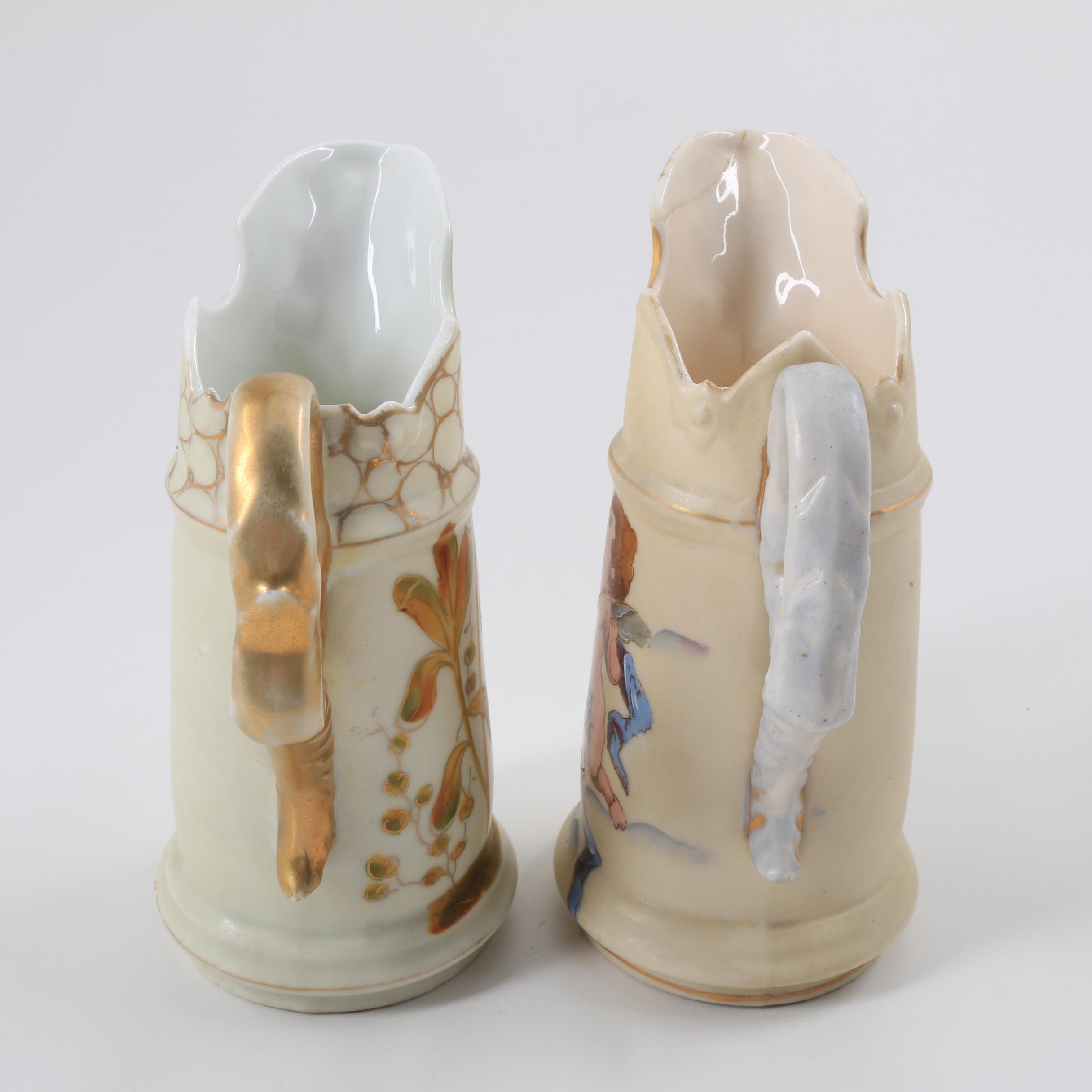 Pair of Hand Painted Porcelain Creamer Jugs