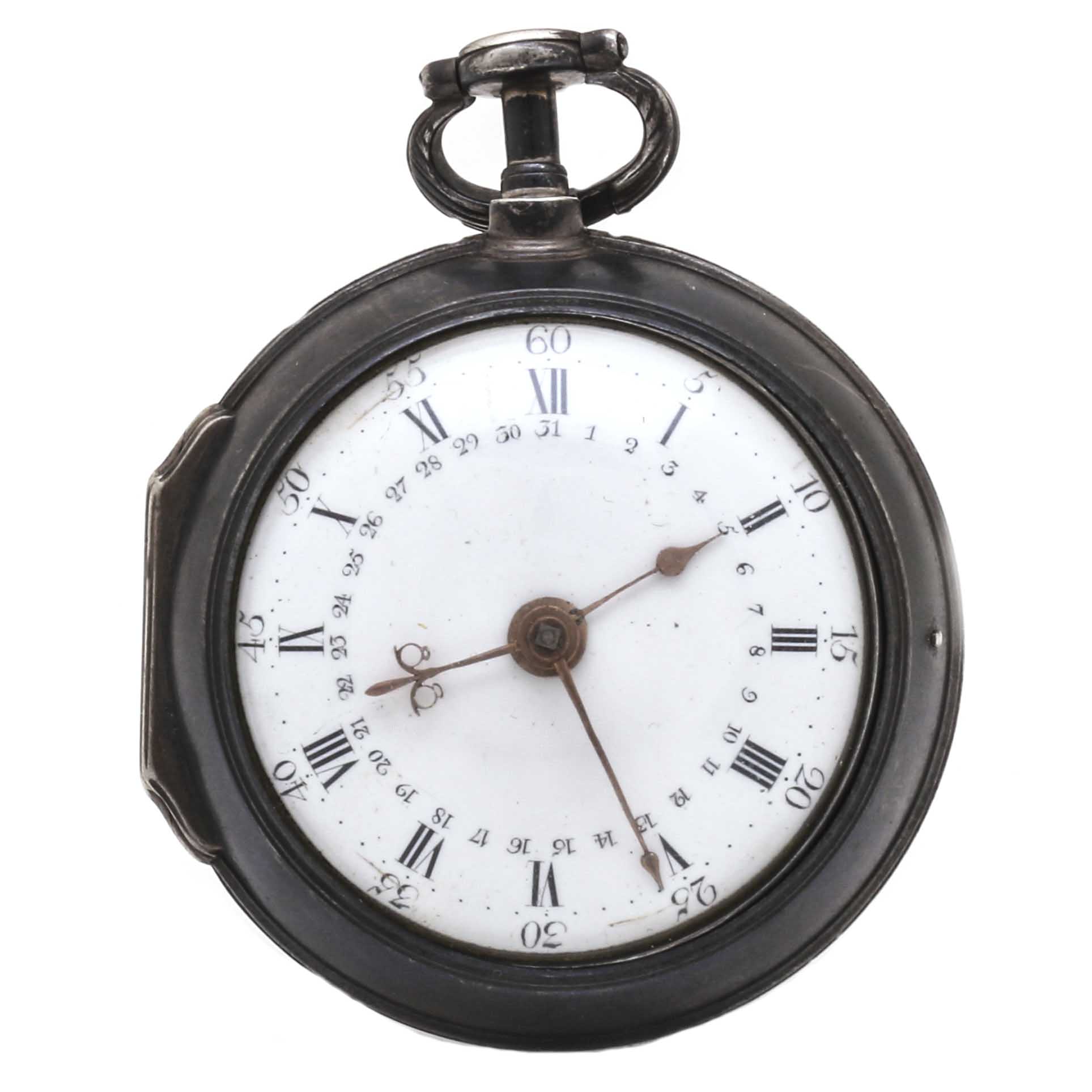 18th Century Thomas Wagstaffe Sterling Silver Pocket Watch With Diamond Jewel