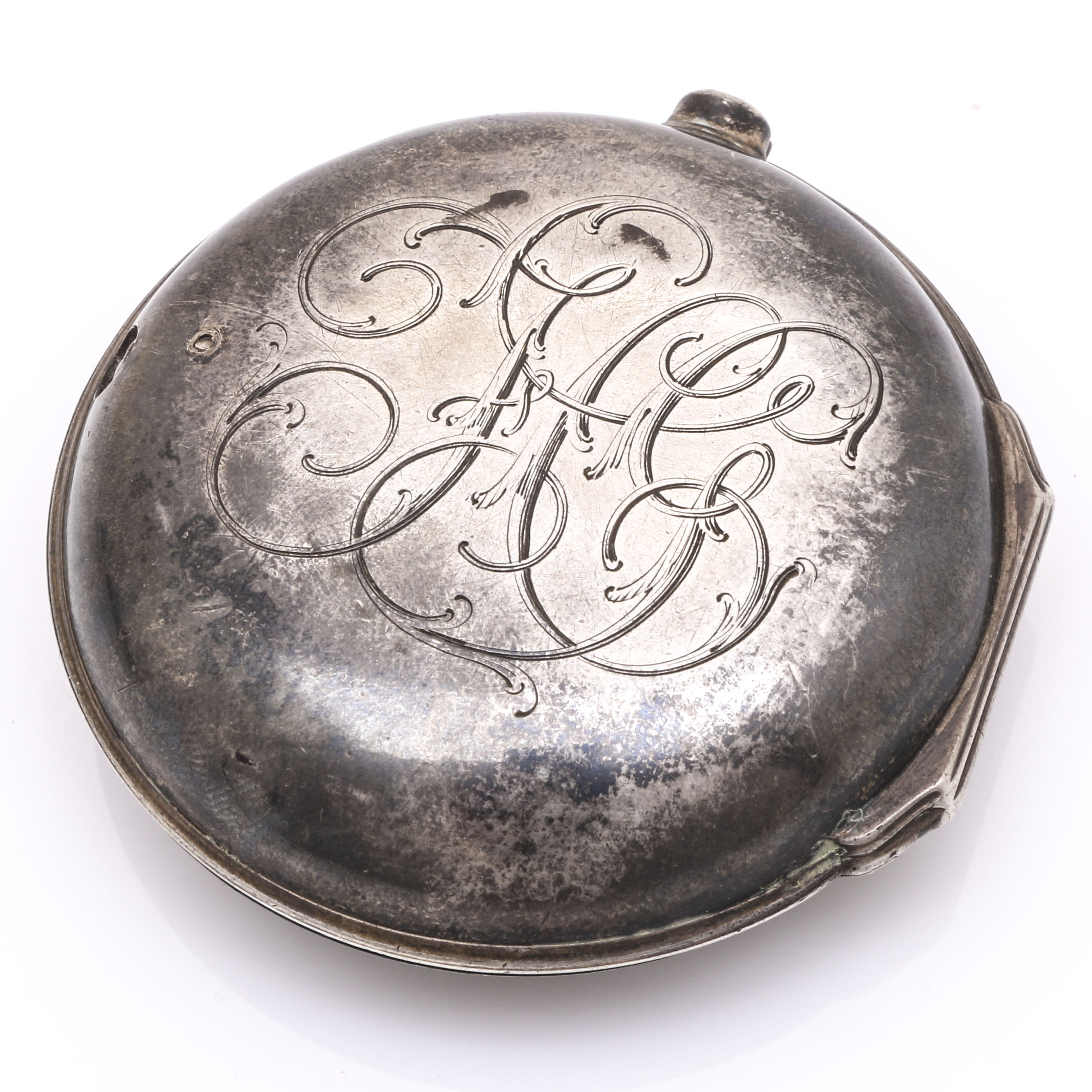 18th Century Thomas Wagstaffe Sterling Silver Pocket Watch With Diamond Jewel